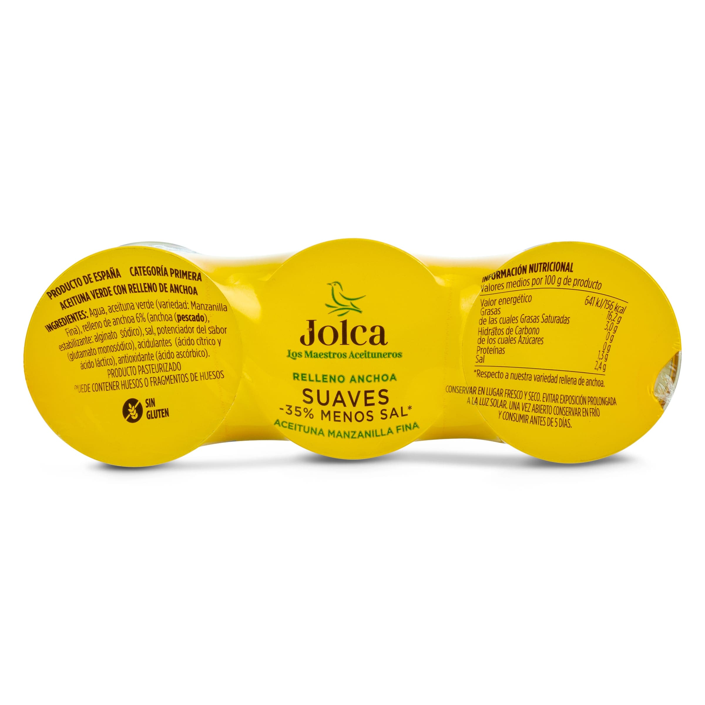 Aceitunas rellenas de anchoa suave Jolca 3 x 50 g