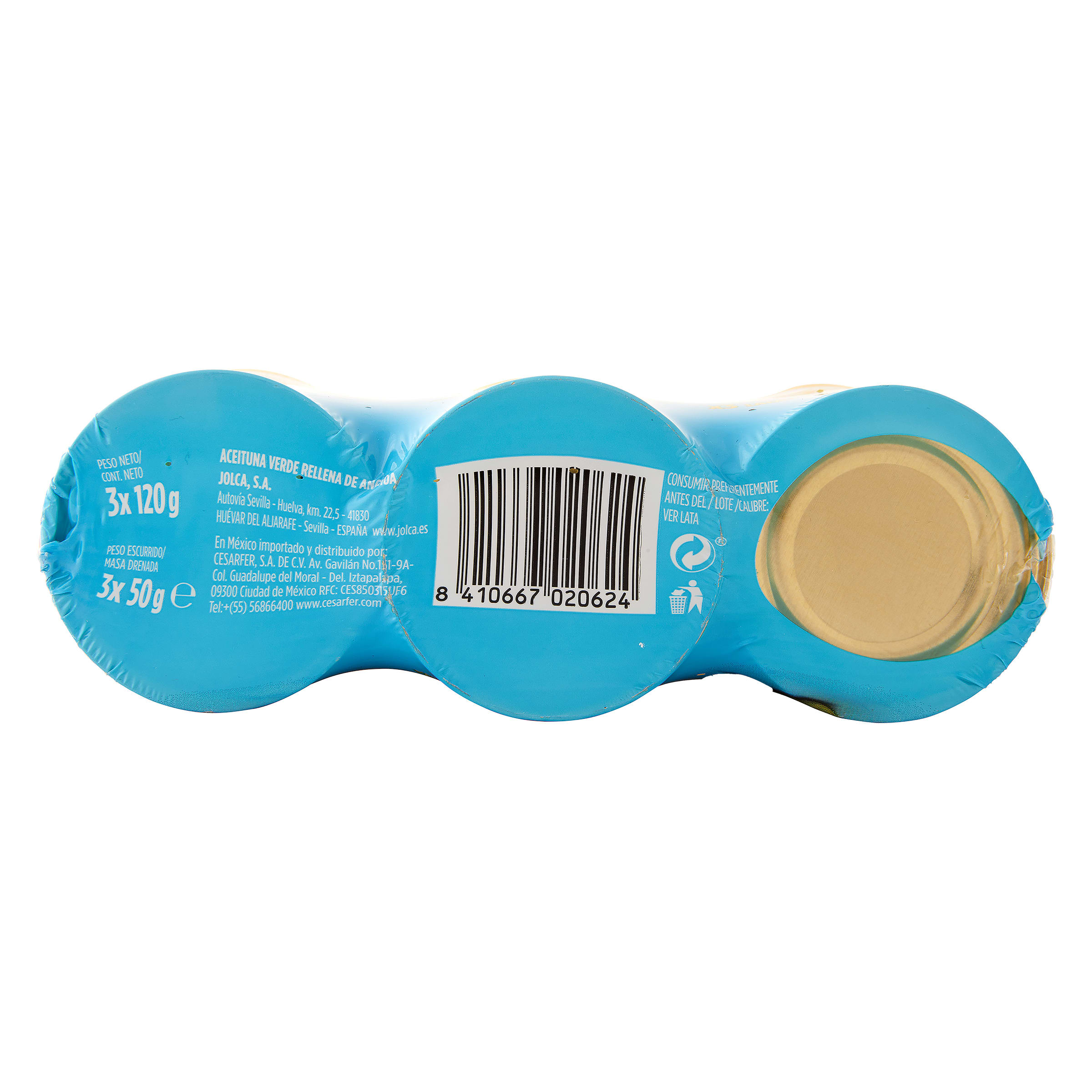 Aceitunas rellenas de anchoa suave Jolca 3 x 50 g