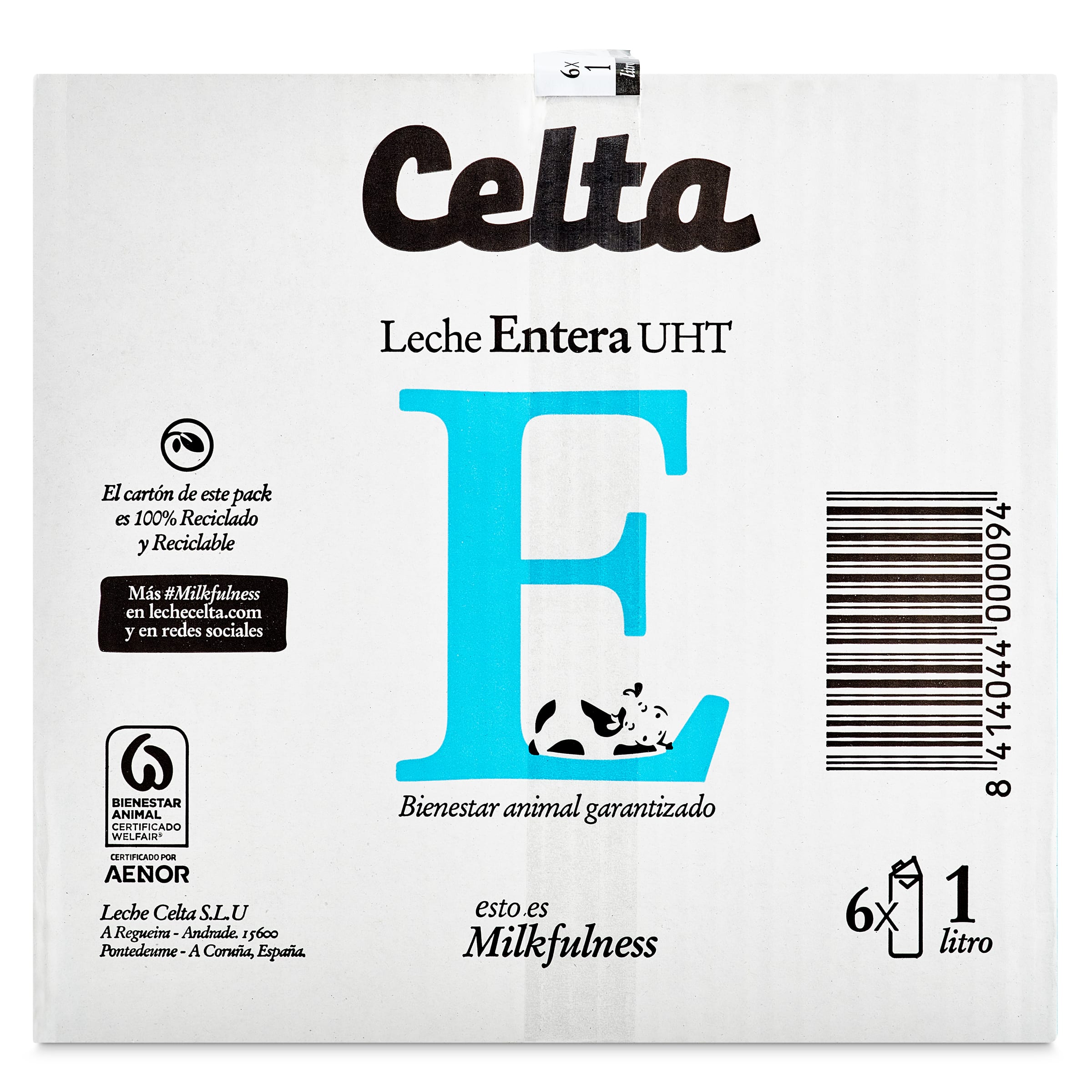Leche entera Celta pack 6 x 1 L