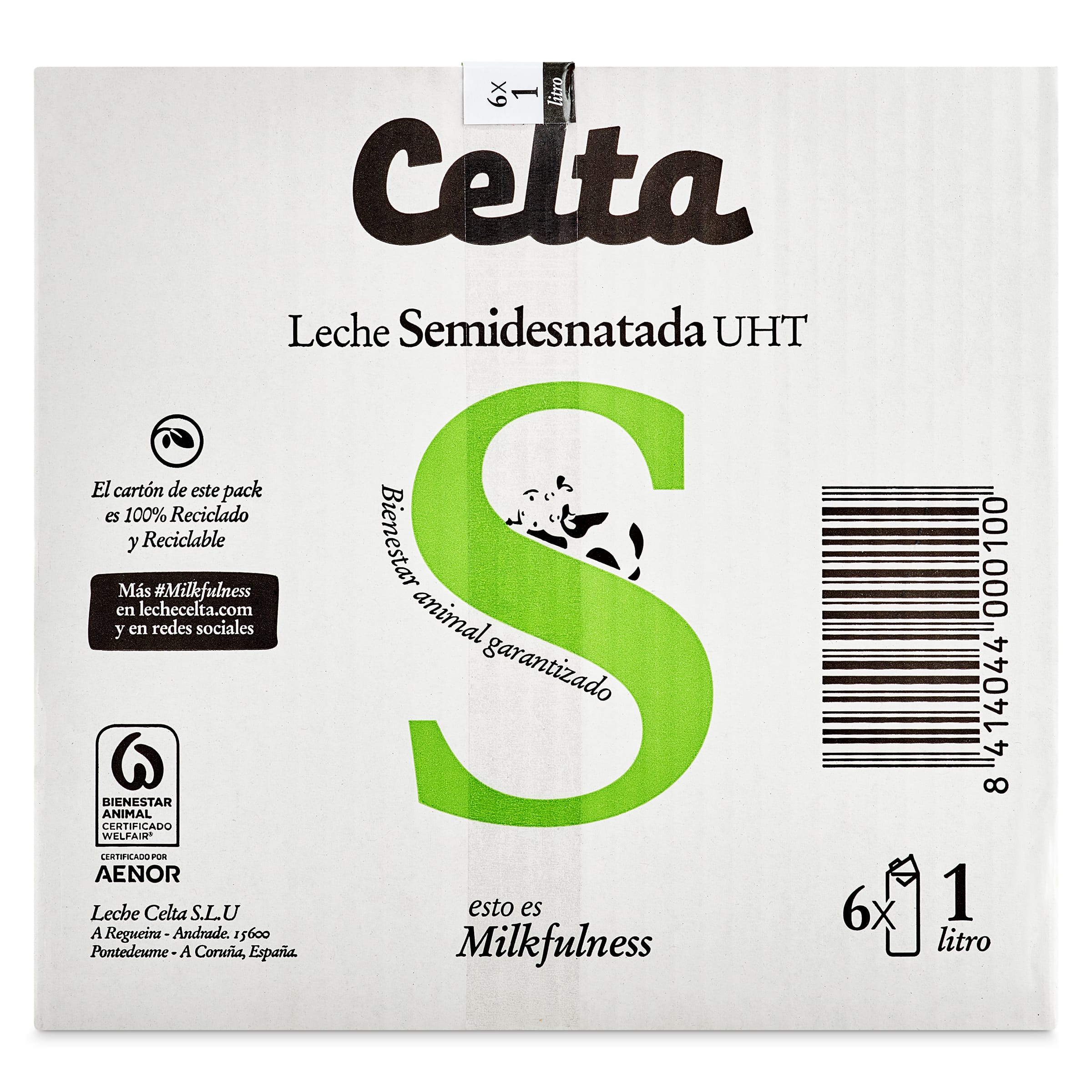 Leche semidesnatada Celta pack 6 x 1 L