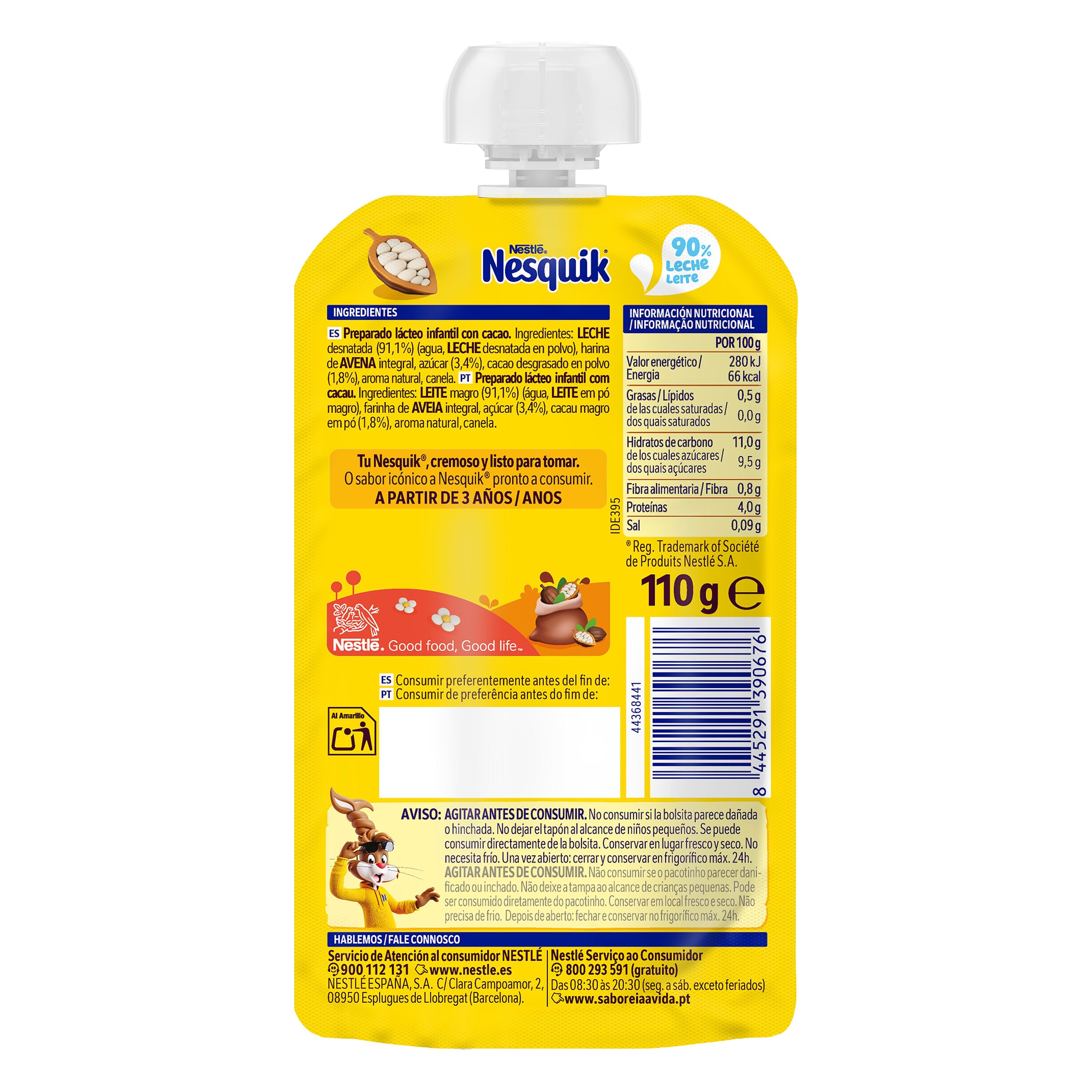 Alimento lácteo infantil con cacao Nesquik 110 g