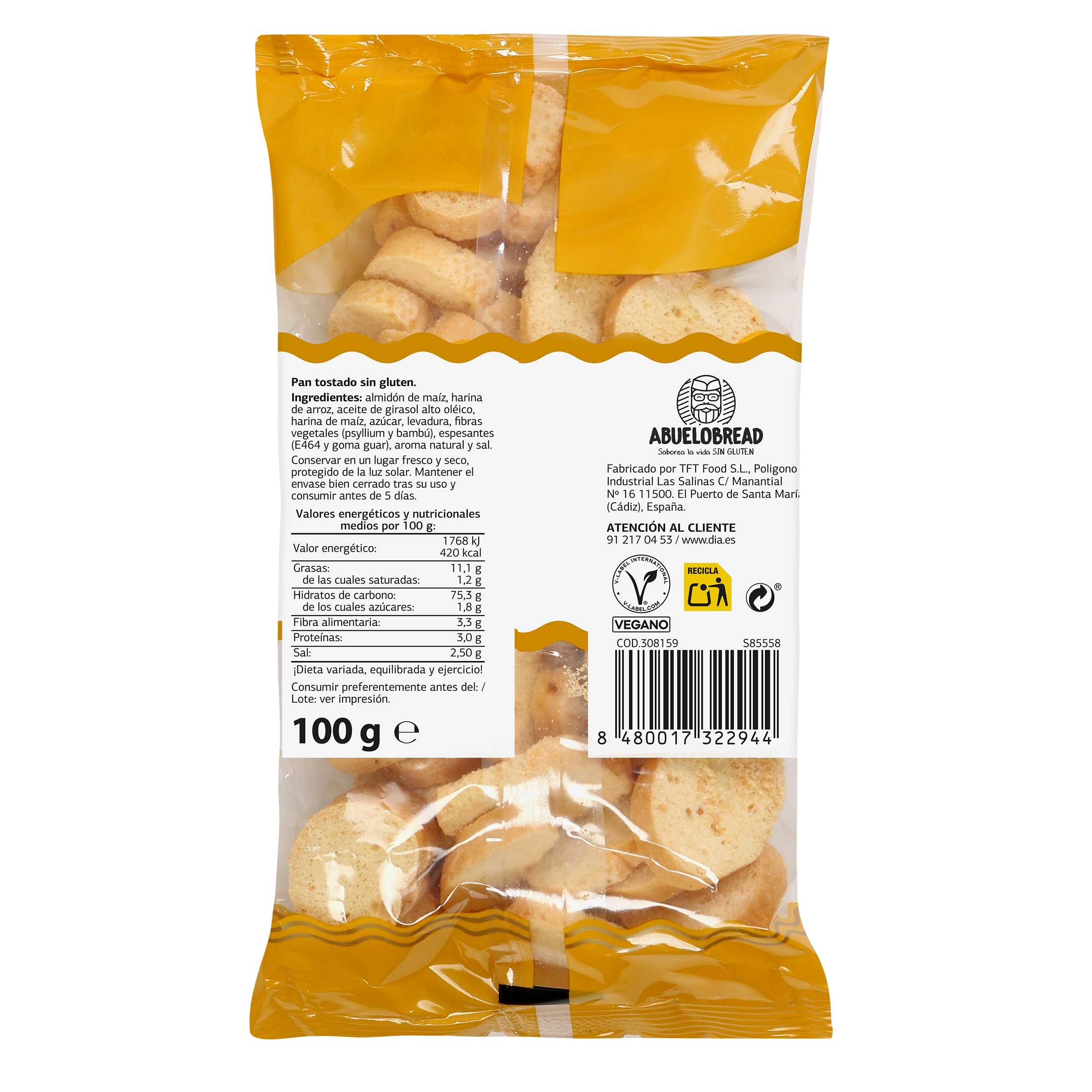 Mini tostas sin gluten El Molino de Dia 100 g