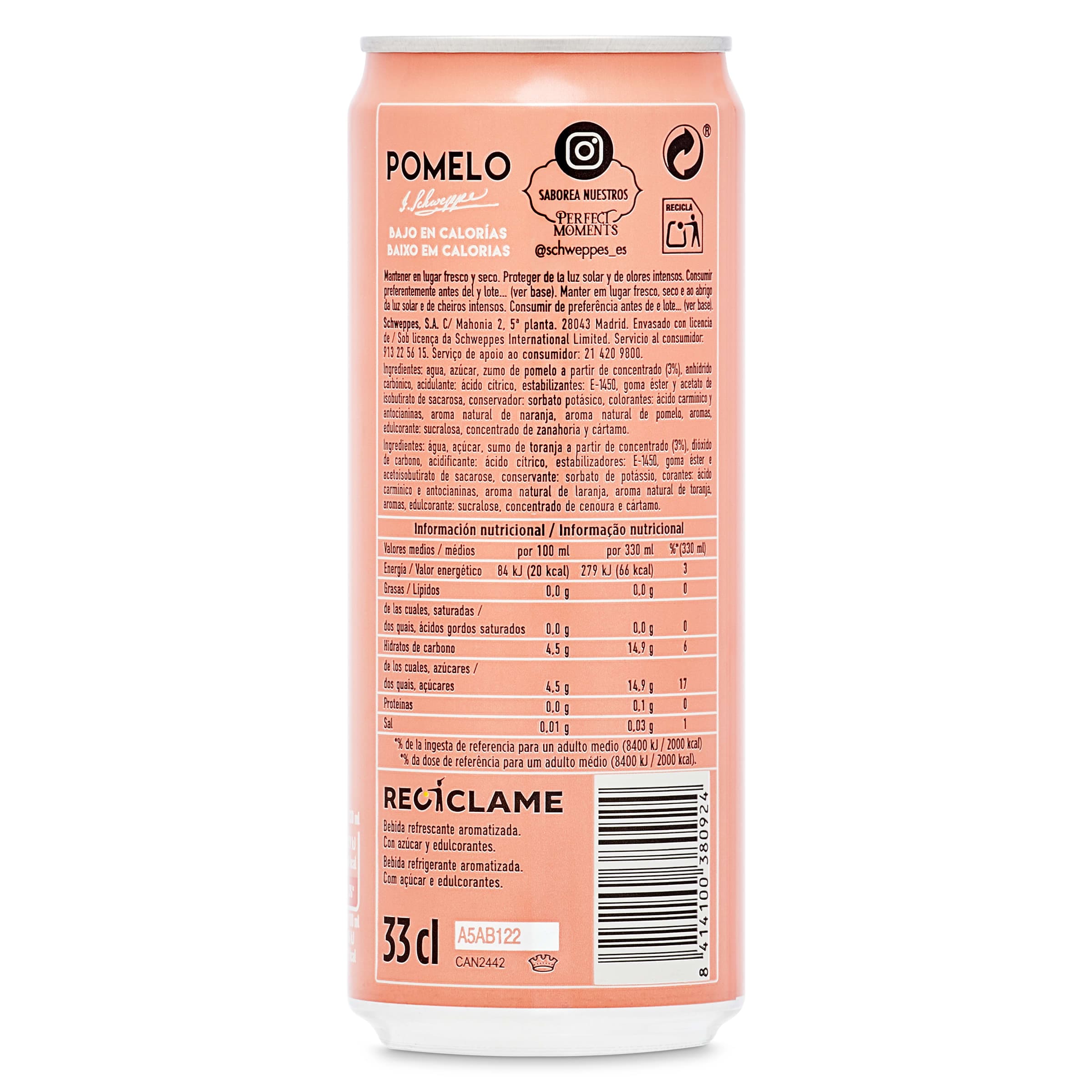 Schweppes de pomelo lata 330 ml