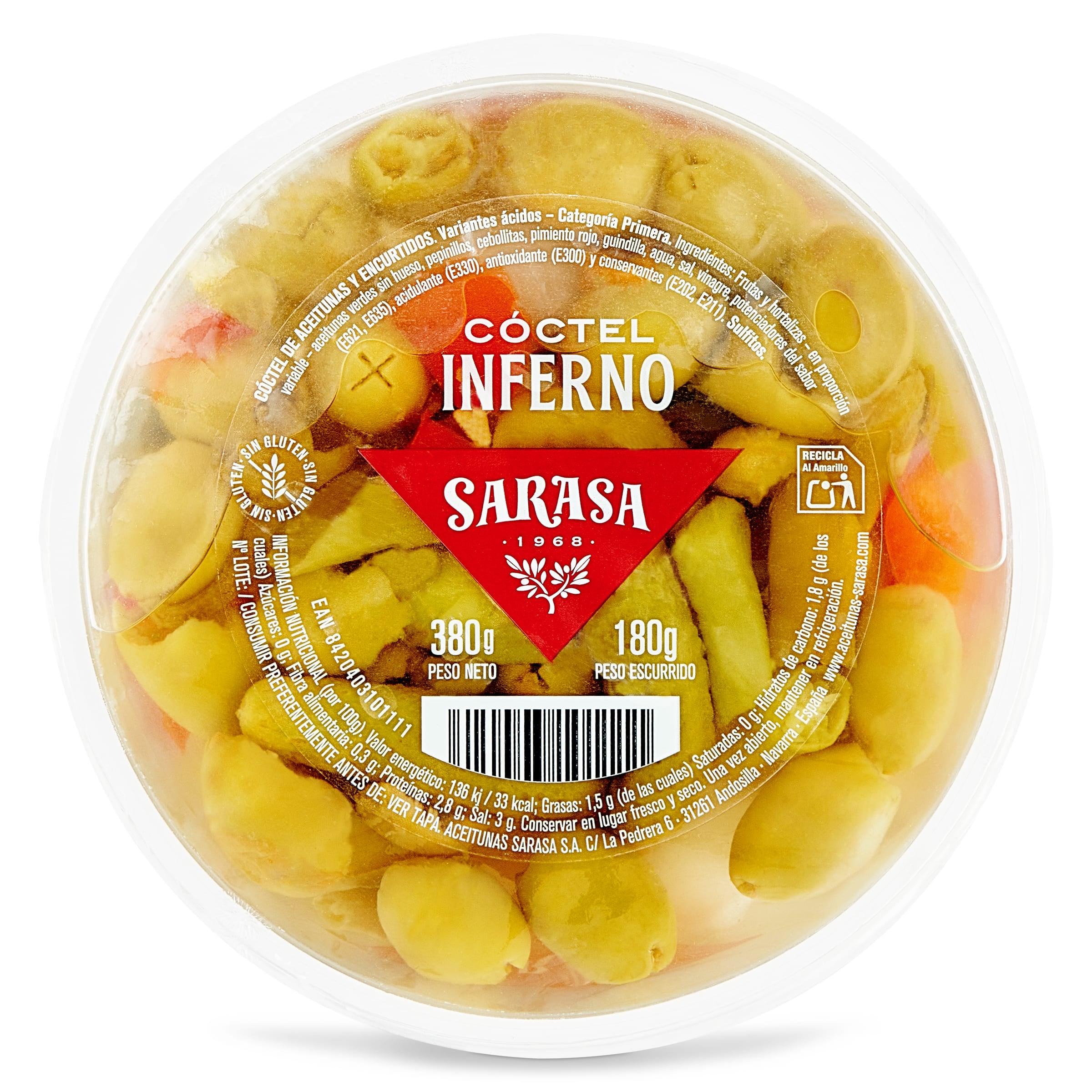 Cóctel de encurtidos inferno Sarasa 180 g