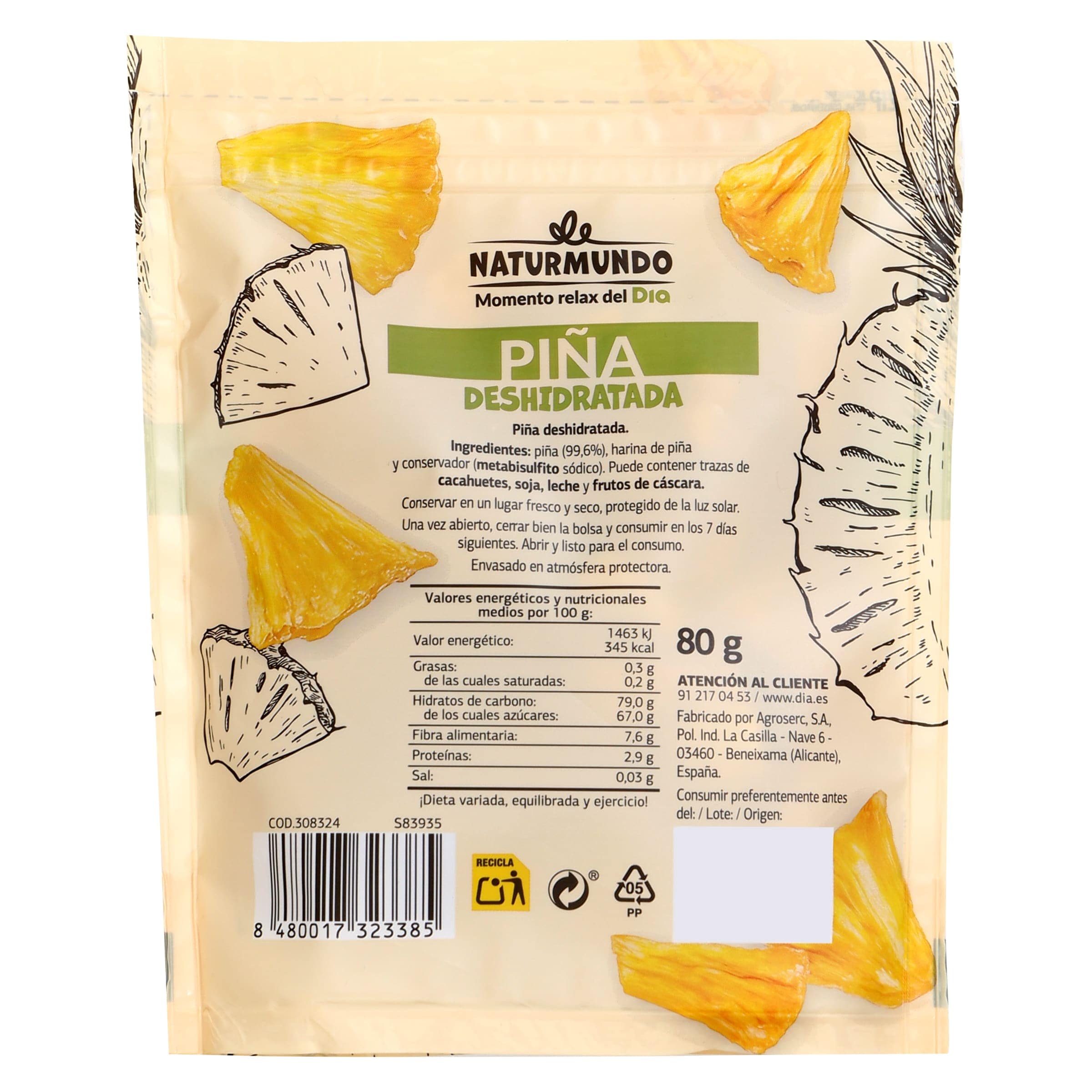 Piña deshidratada Dia Naturmundo 80 g