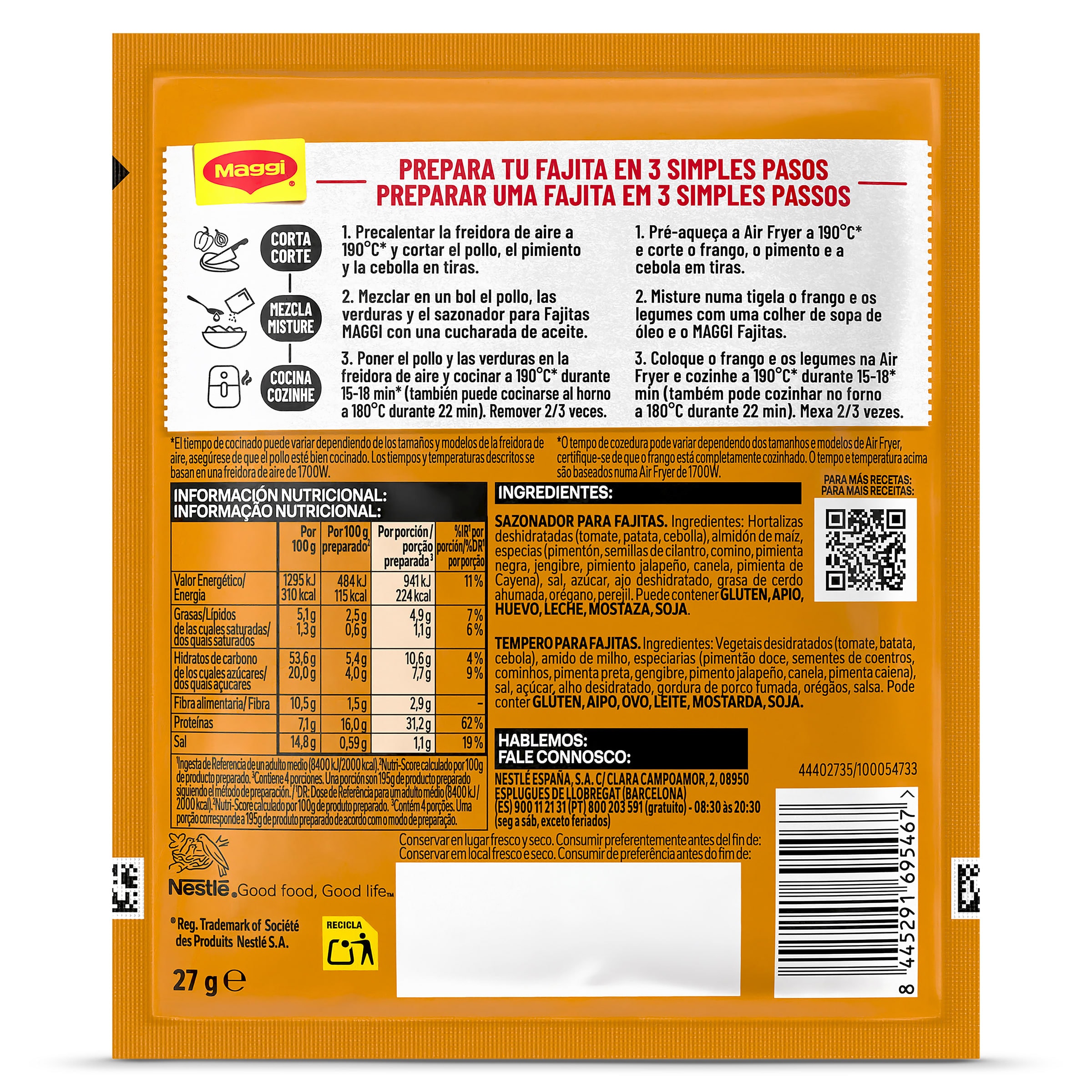 Sazonador para fajitas mix air fryer Maggi 27 g