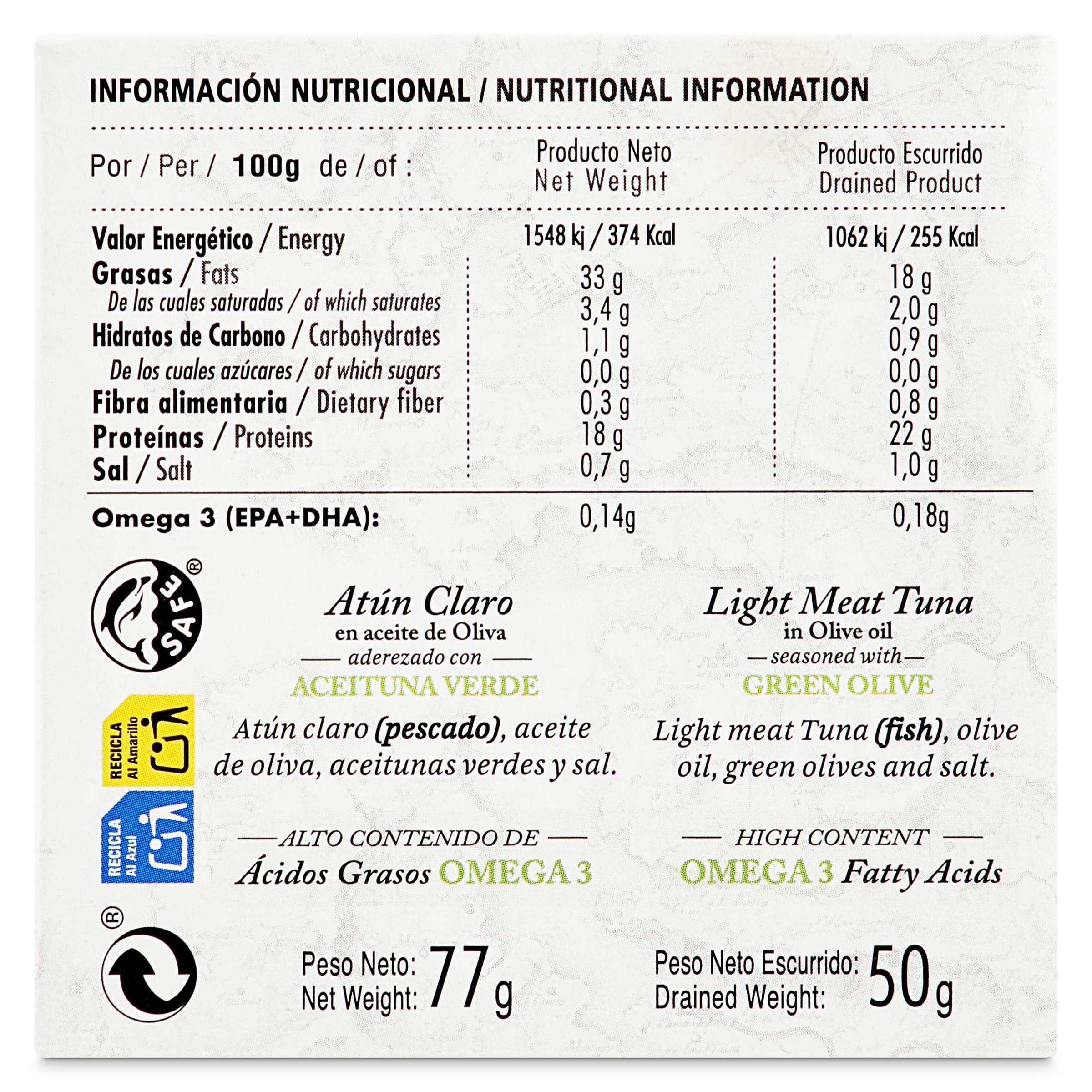 Atún claro en aceite de oliva con aceitunas Friscos 50 g