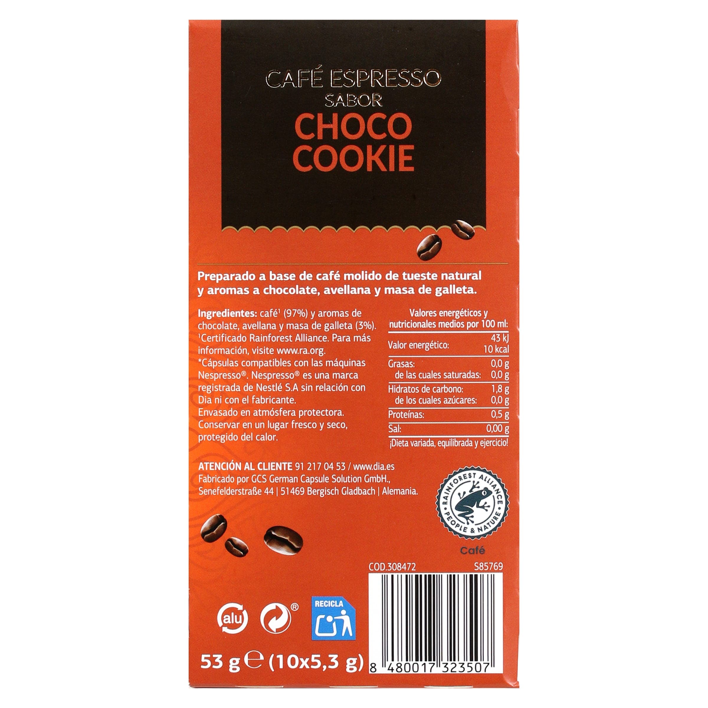 Cápsulas de café choco cookies Dia Arom'arte 10 unidades