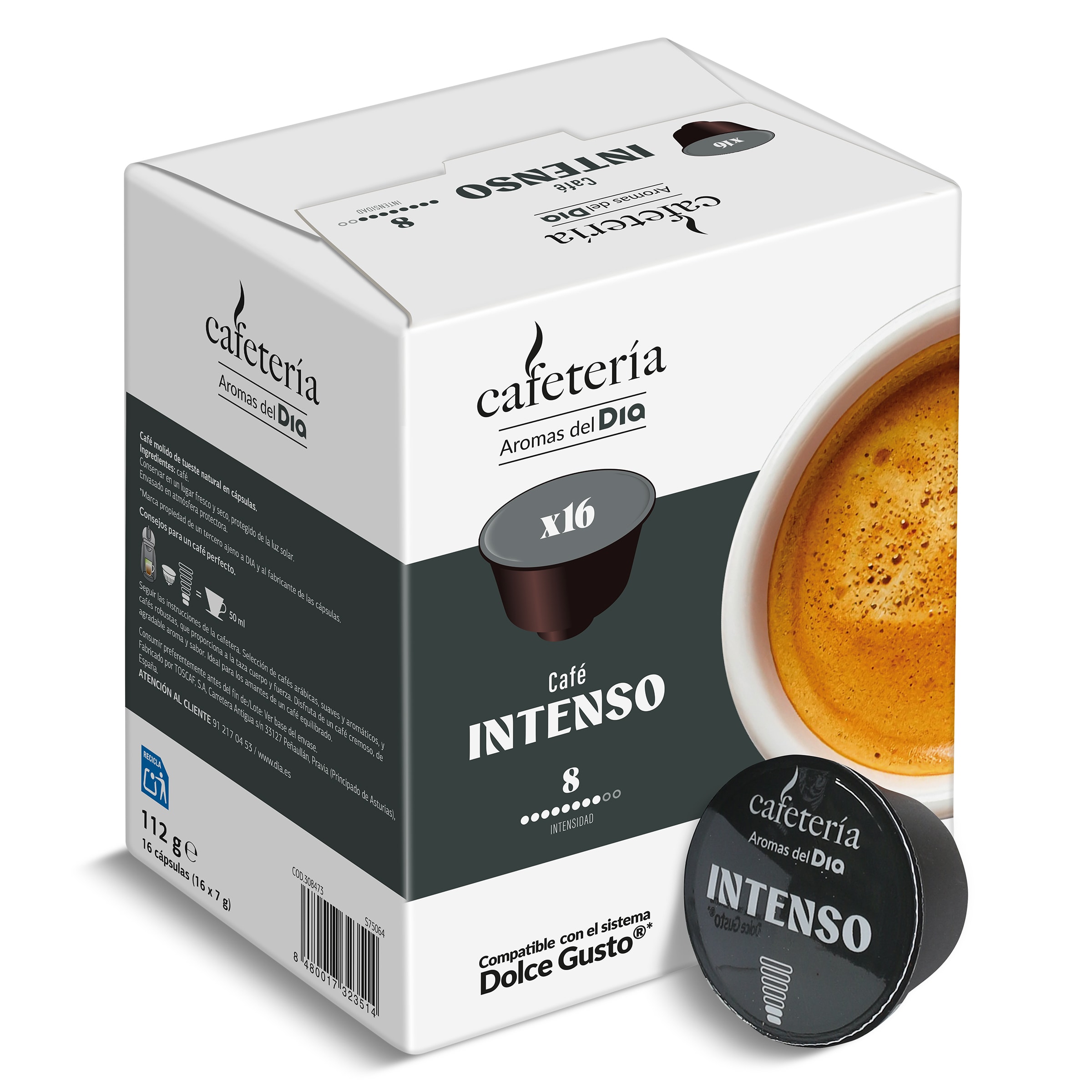 Café en cápsulas intenso Cafetería de Dia caja 16 unidades