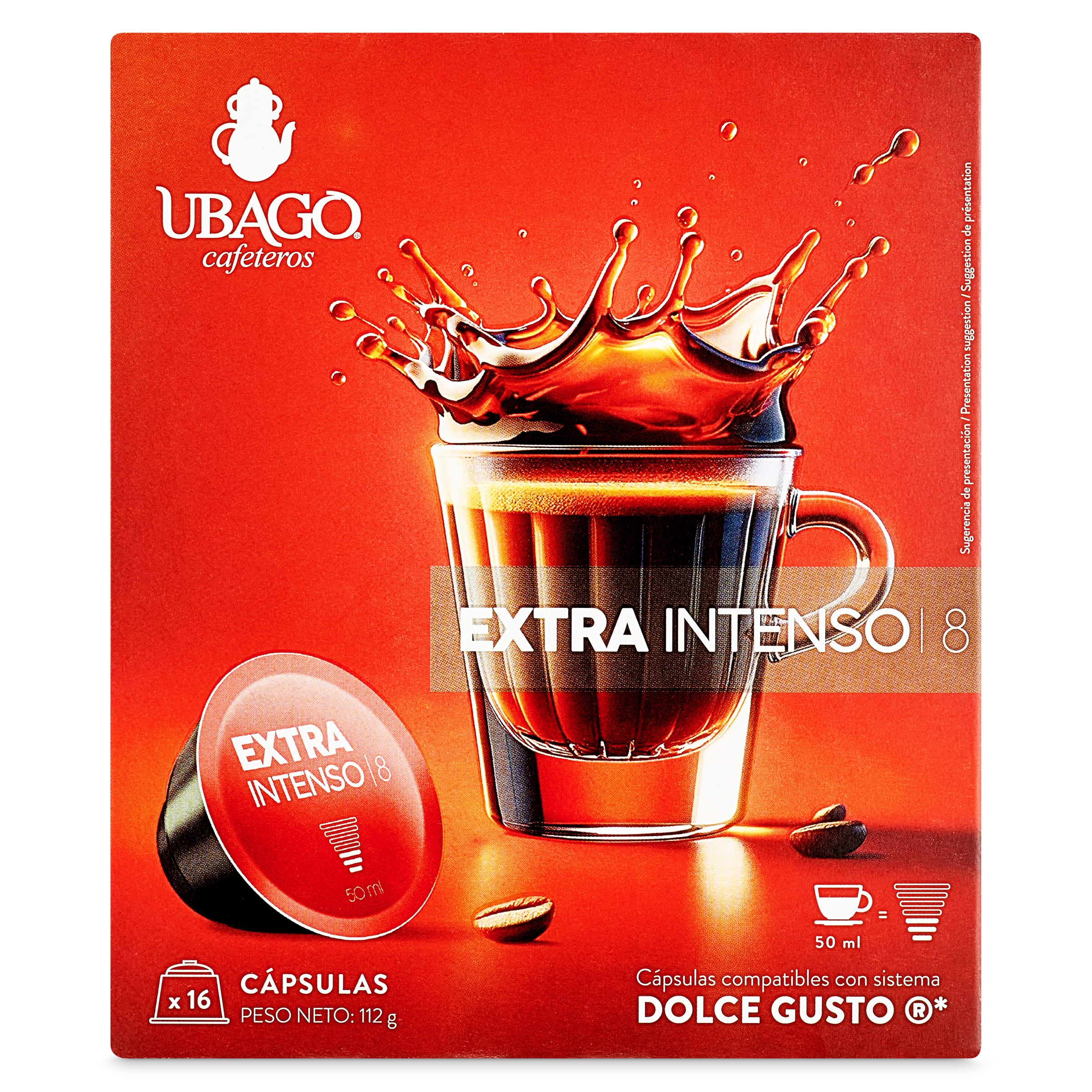 Cápsulas de café extra intentso Ubago 16 unidades