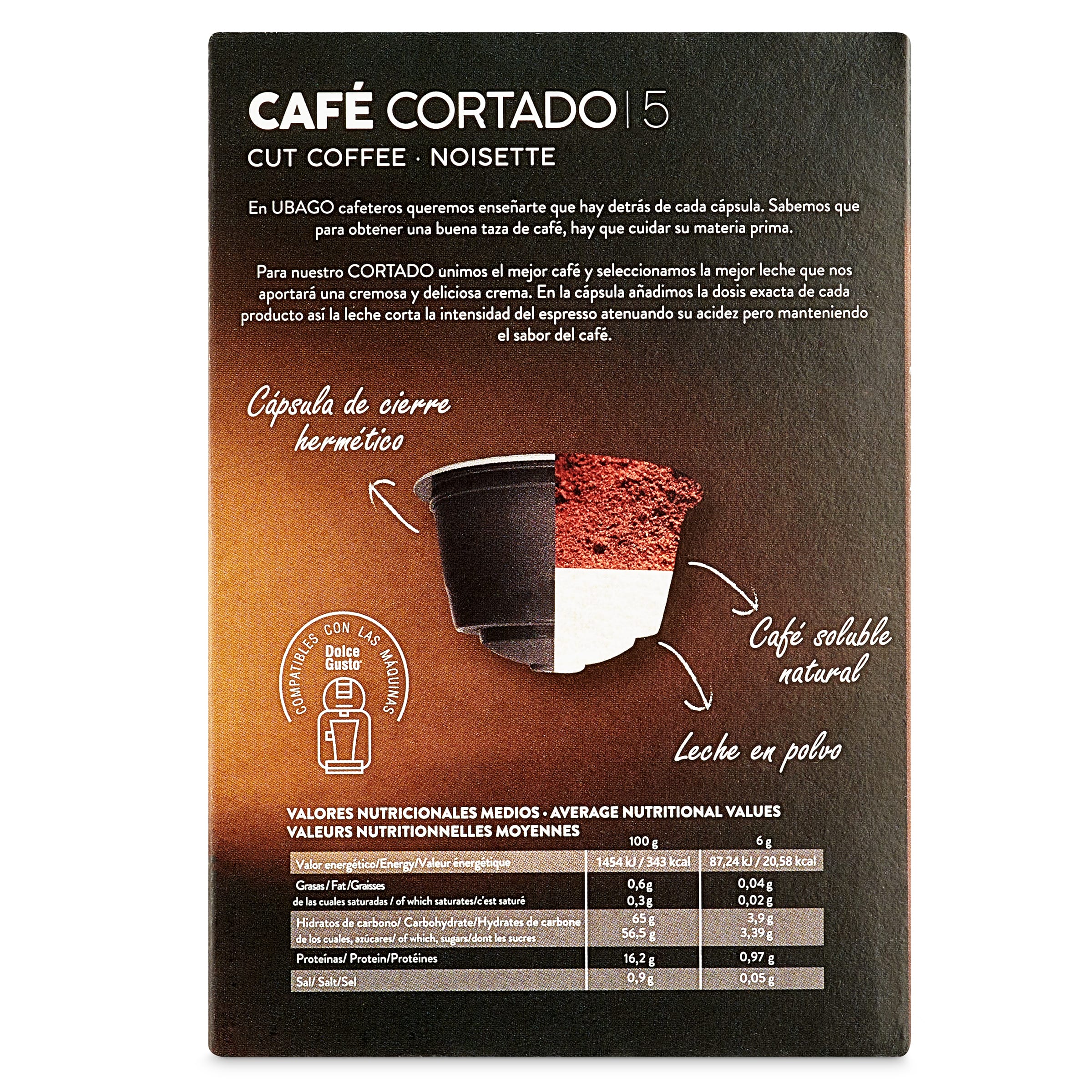 Cápsulas de café cortado Ubago 16 unidades