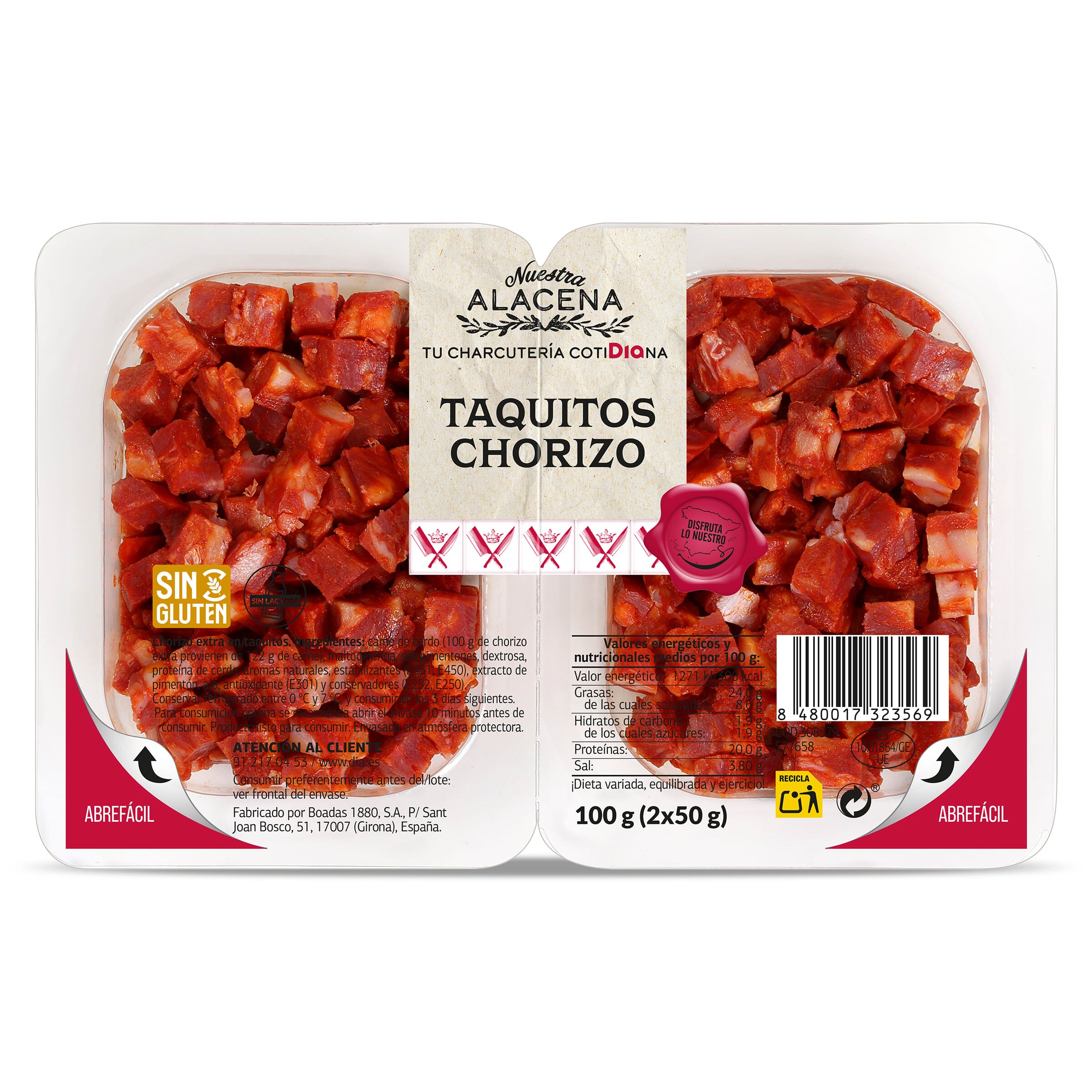 Taquitos de chorizo Nuestra Alacena de Dia bandeja 2 x 50 g