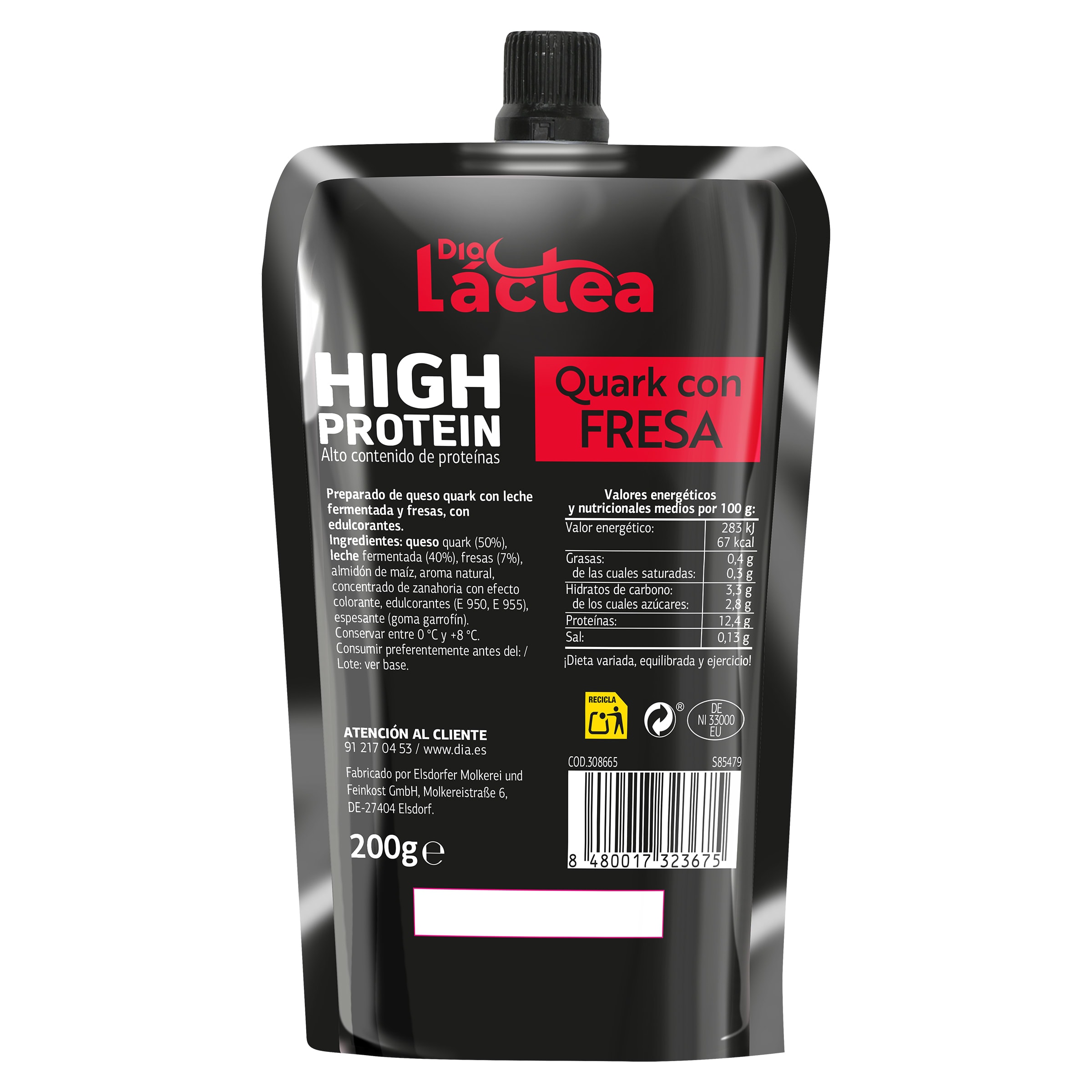 Queso quark con fresa alto en proteínas Dia Láctea 200 g