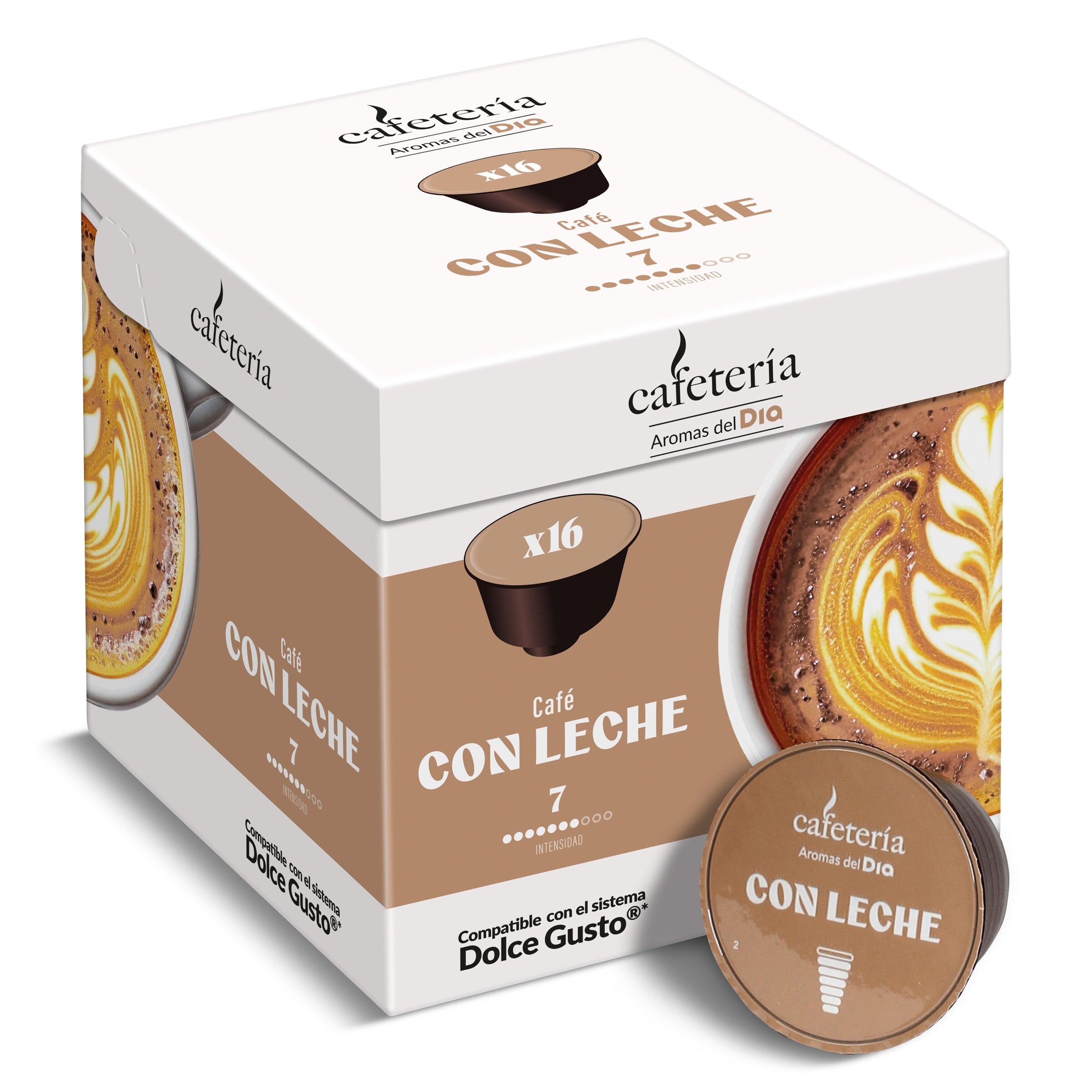 Café con leche en cápsulas Dia Cafetería caja 16 unidades