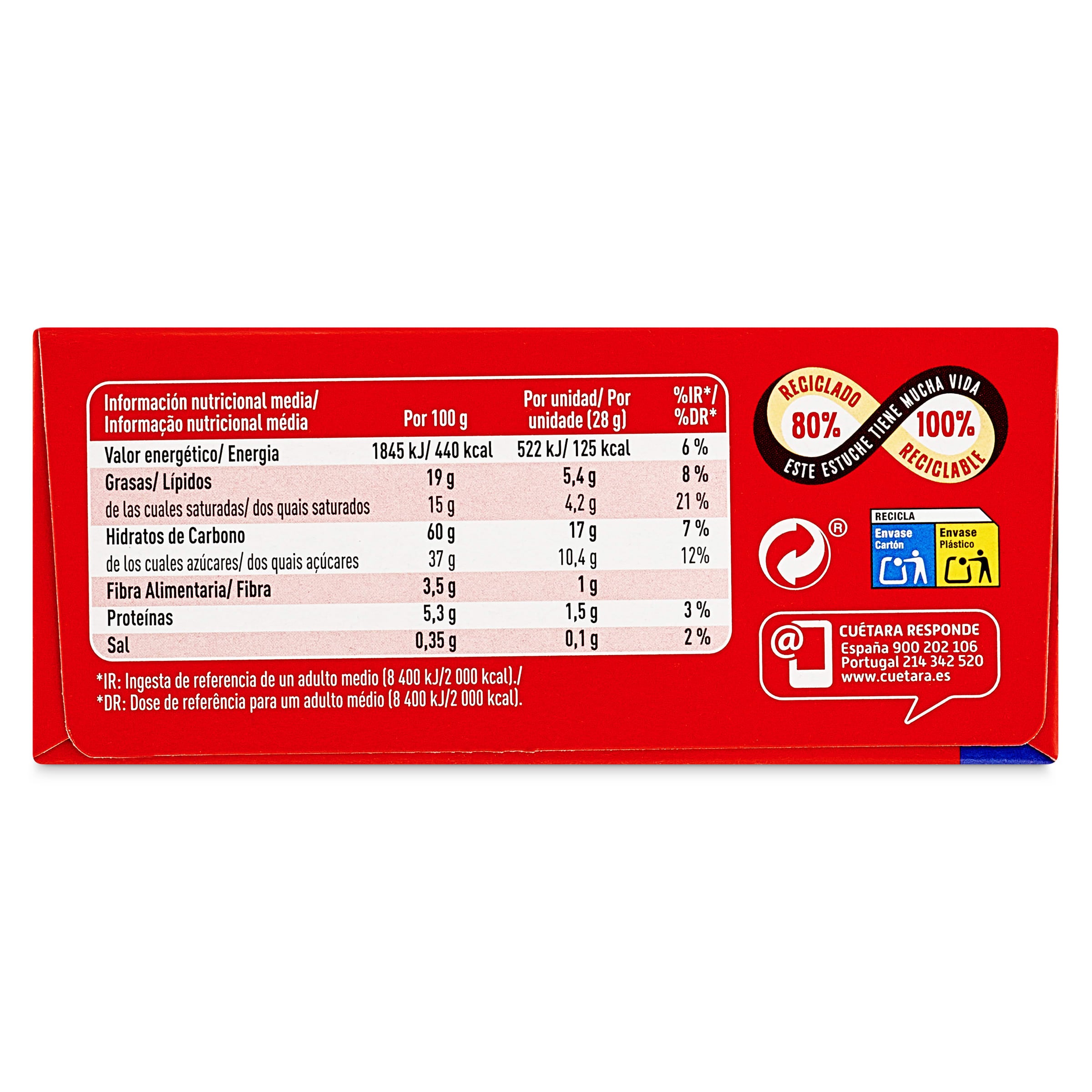 Bizcocho sabor chocolate blanco Cuétara 112 g