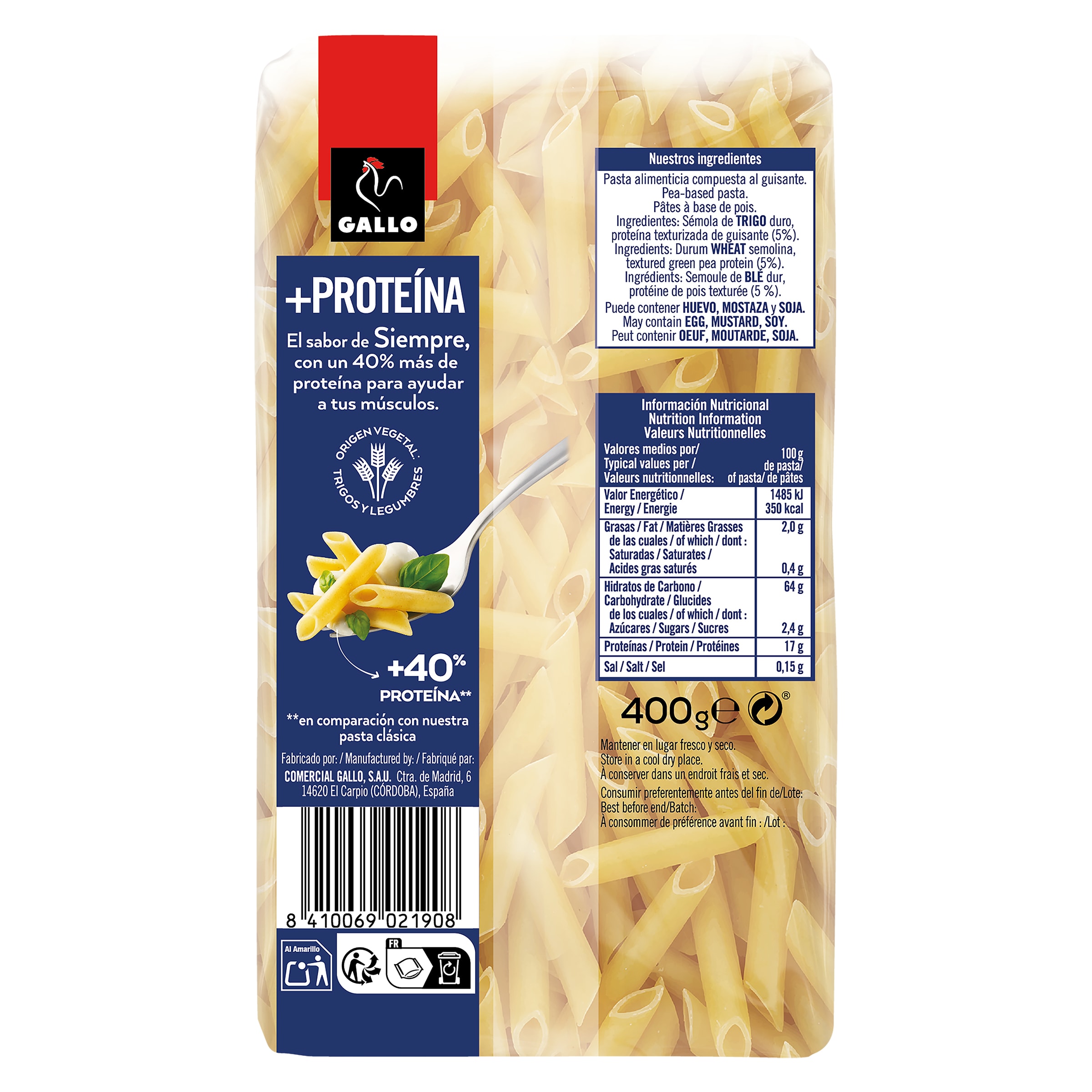 Plumas altas en proteínas Gallo 400 g