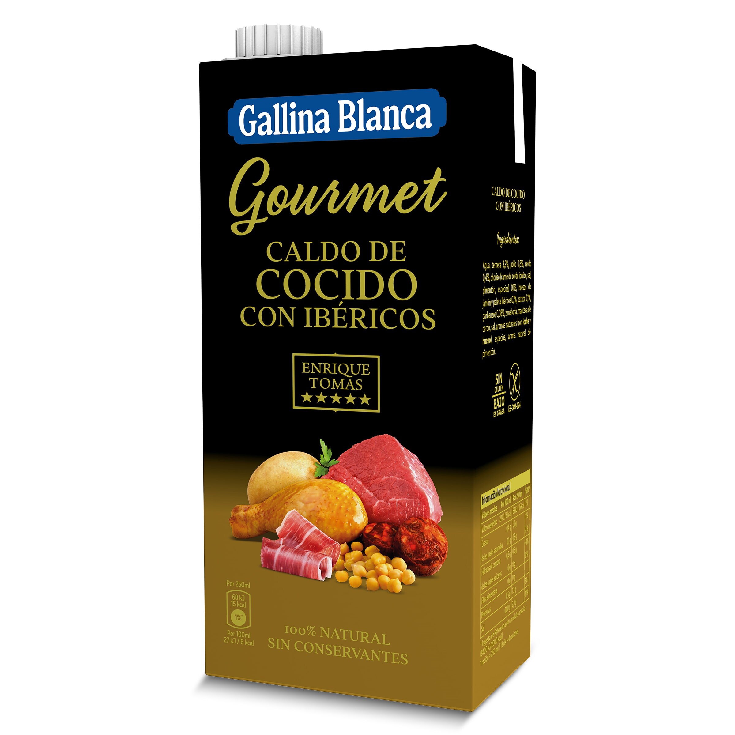 Caldo gourmet de cocido Gallina Blanca brik 2 x 1 L
