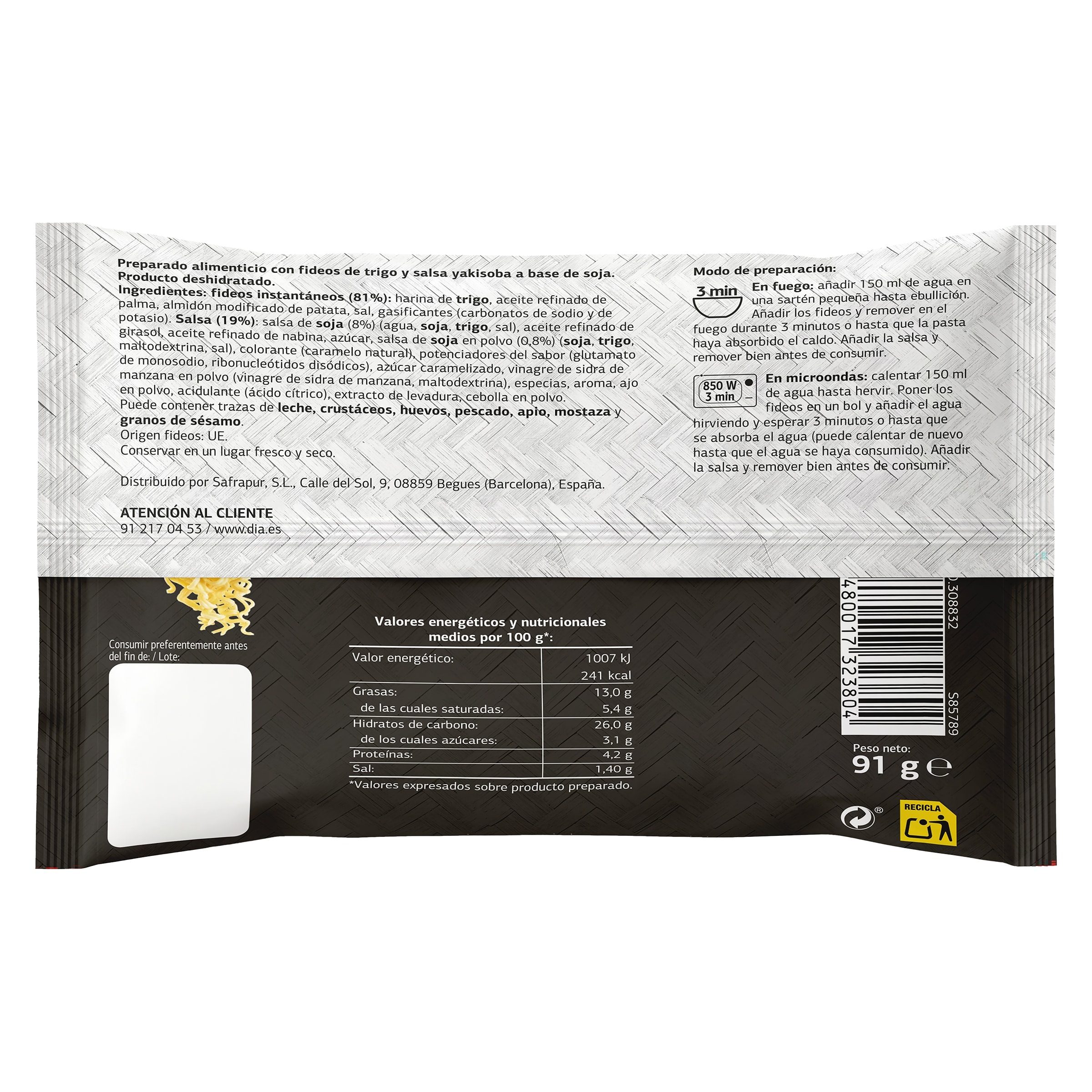 Noodles yakisoba sabor soja Dia Al Punto 91 g