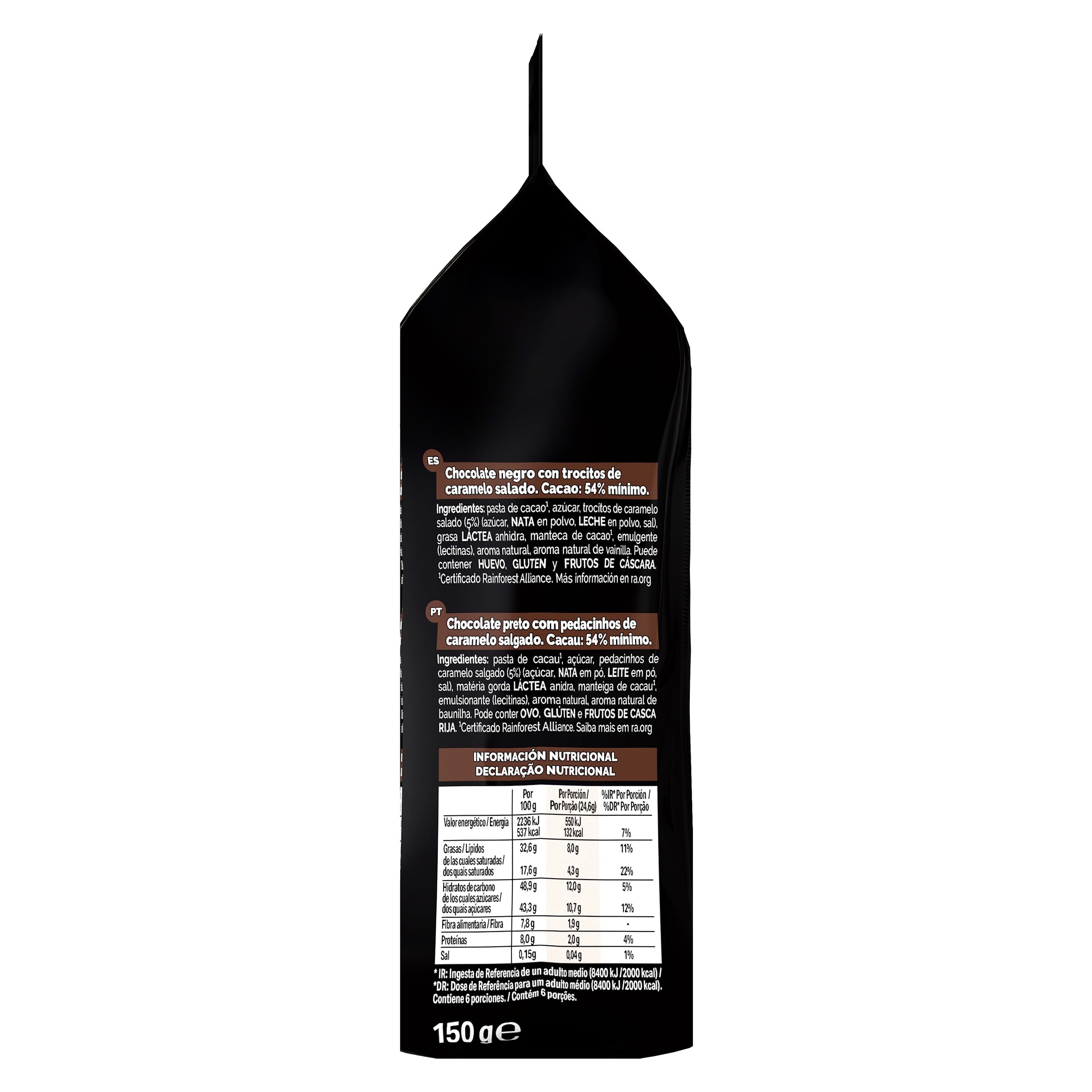 Chocolate negro con caramelo salado en láminas Nestlé Dark 150 g