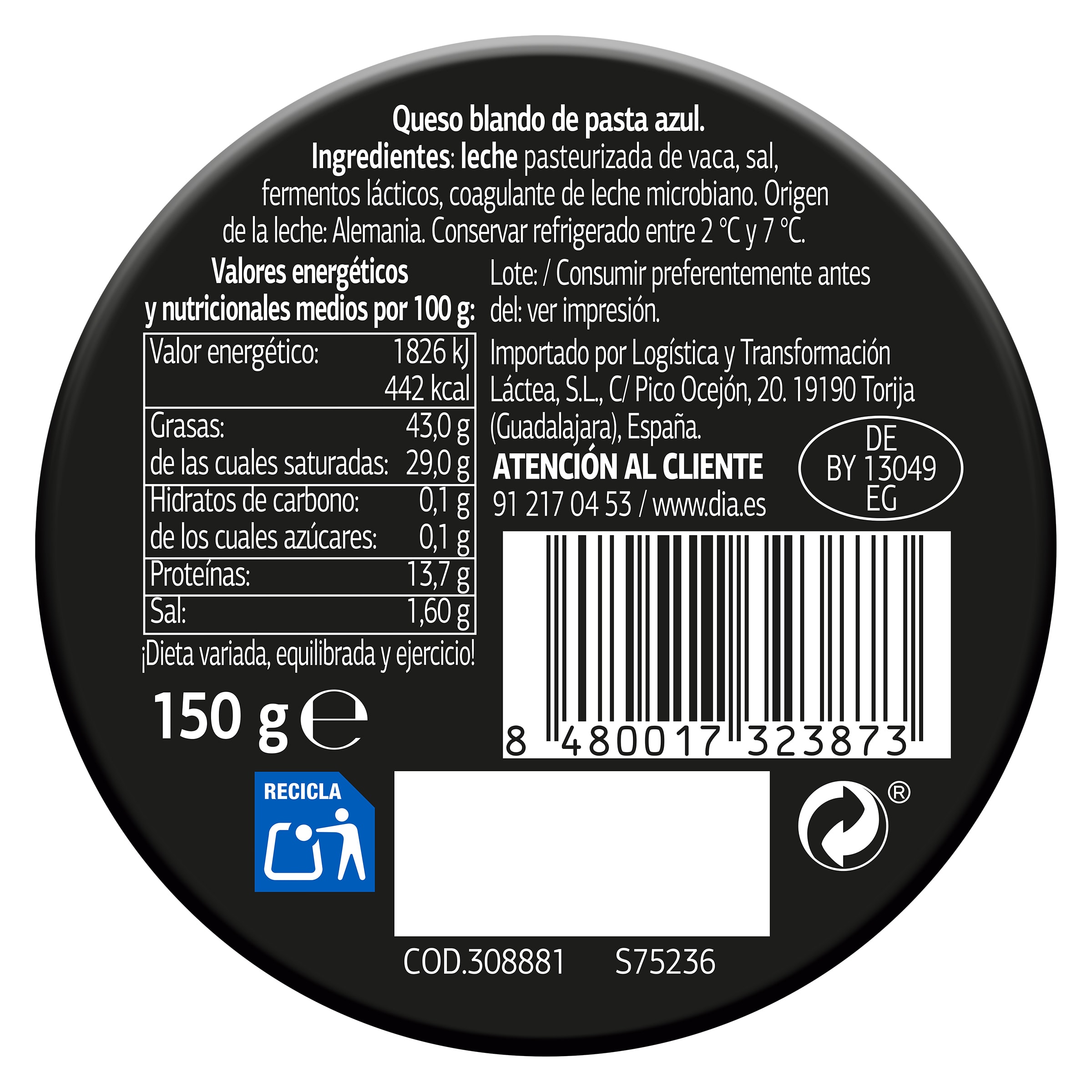 Queso azul cremoso Dia Selección Mundial 150 g