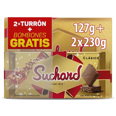 Turrón de chocolate clásico Suchard pak 2 uds + bombones gratis-0