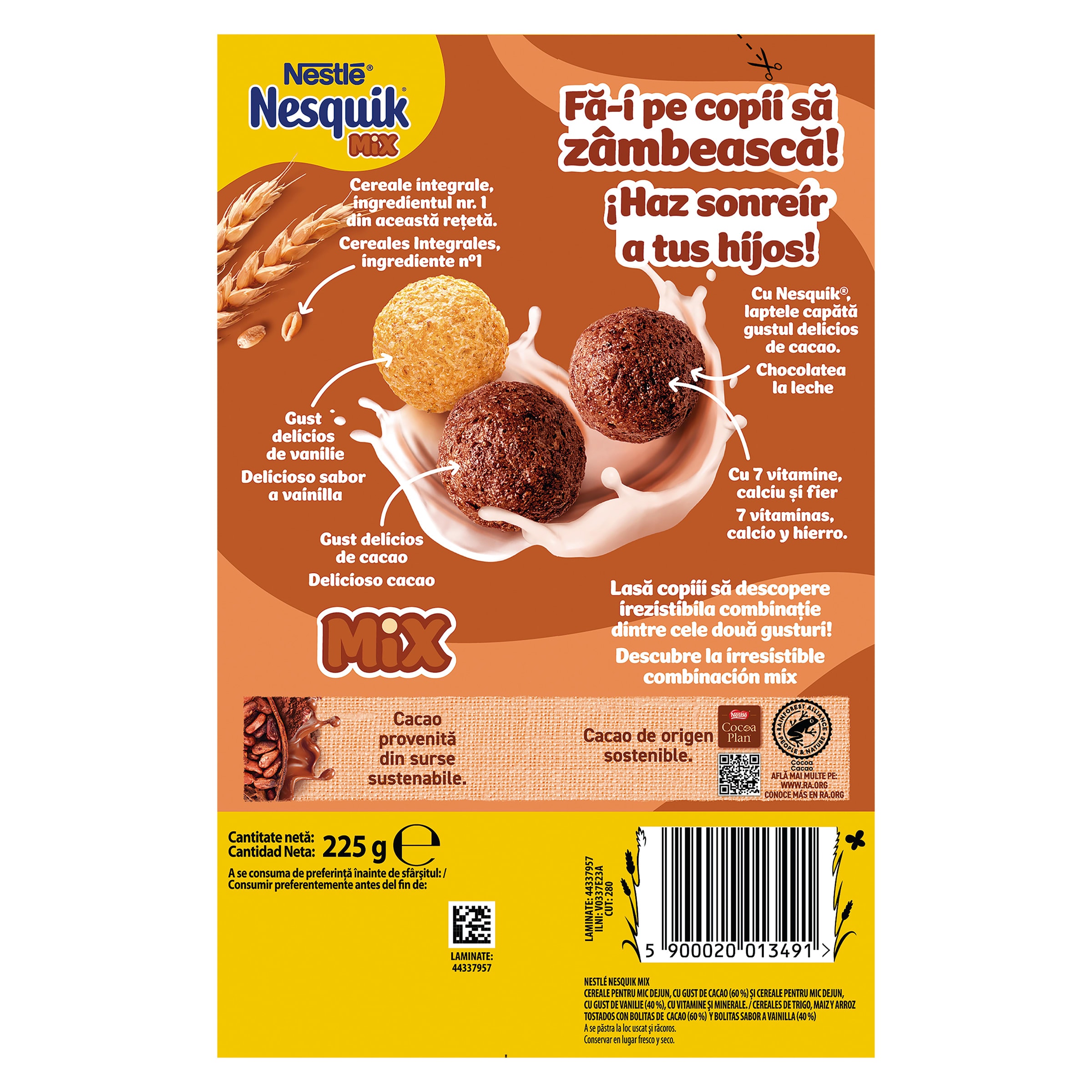 Cereales integrales con chocolate y vainilla mix Nesquik 225 g