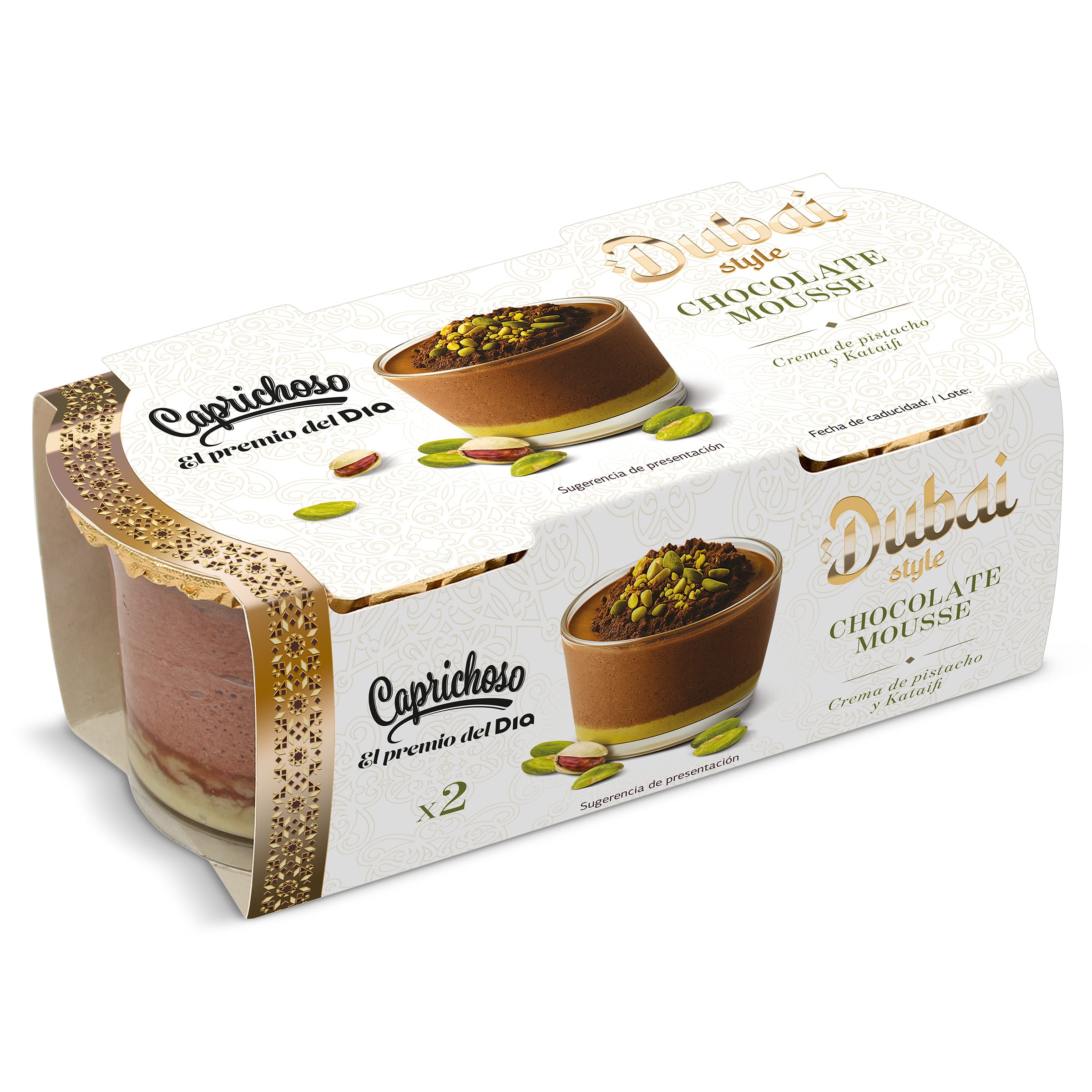 Imagen de Mousse de chocolate con pistacho estilo Dubai Dia Caprichoso pack 2 x 70 g