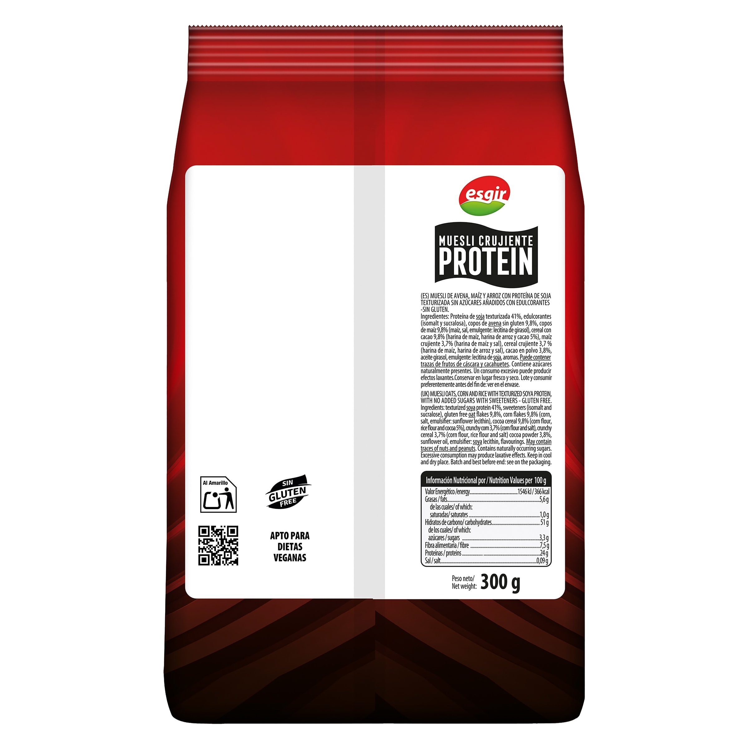 Muesli crujiente alto en proteínas sin gluten Esgir 300 g