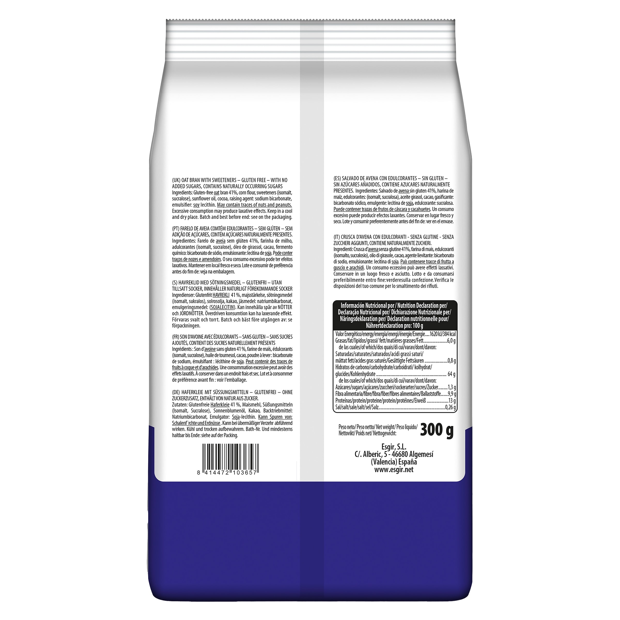 Salvado de avena sin gluten Esgir 300 g