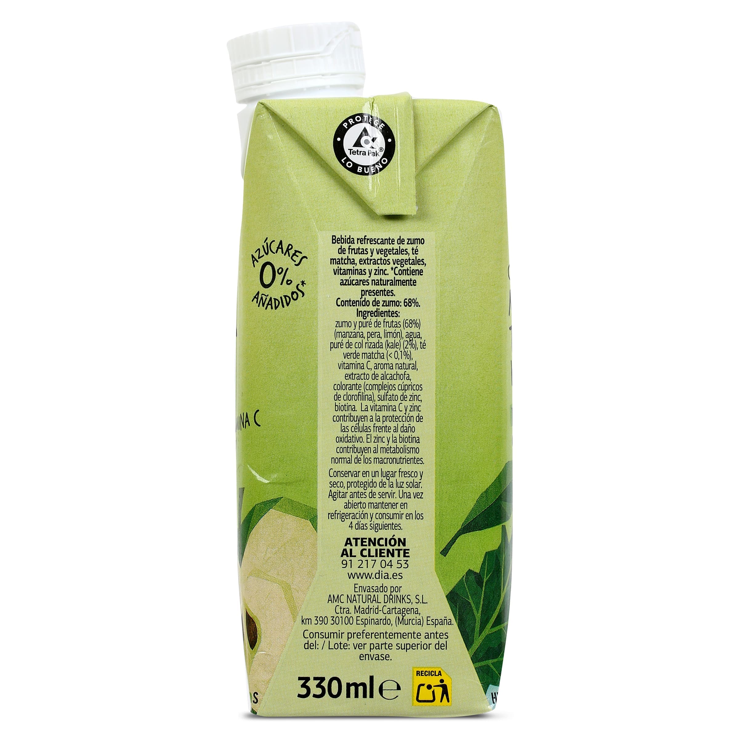 Bebida de zumo con té matcha detox Dia Saborfera 330 ml