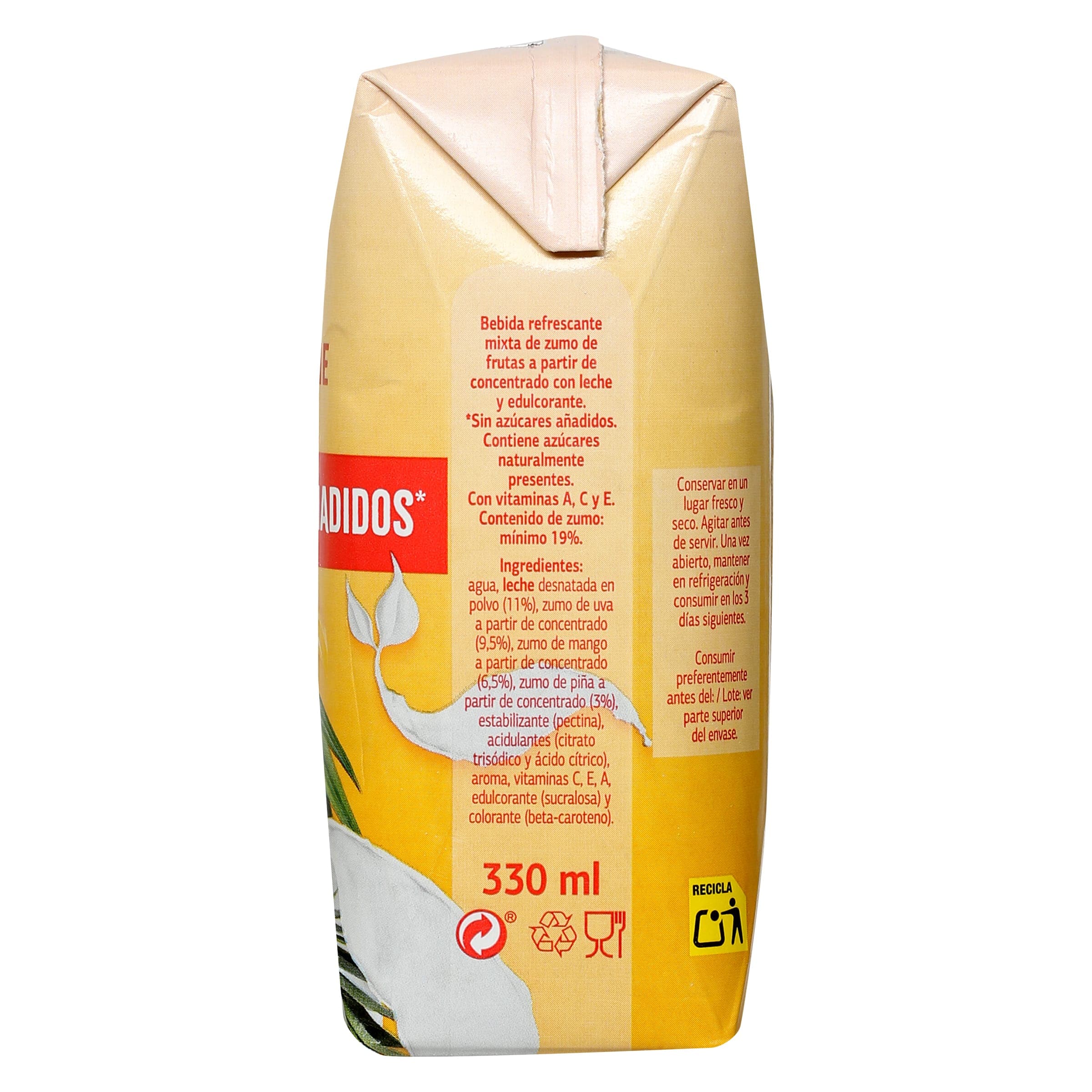 Bebida de fruta y leche tropical sin azúcar añadido Dia Saborfera 3 x 330 ml