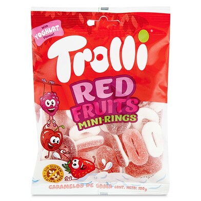 Golosinas mini aros de fresa y nata Trolli bolsa 100 g-0