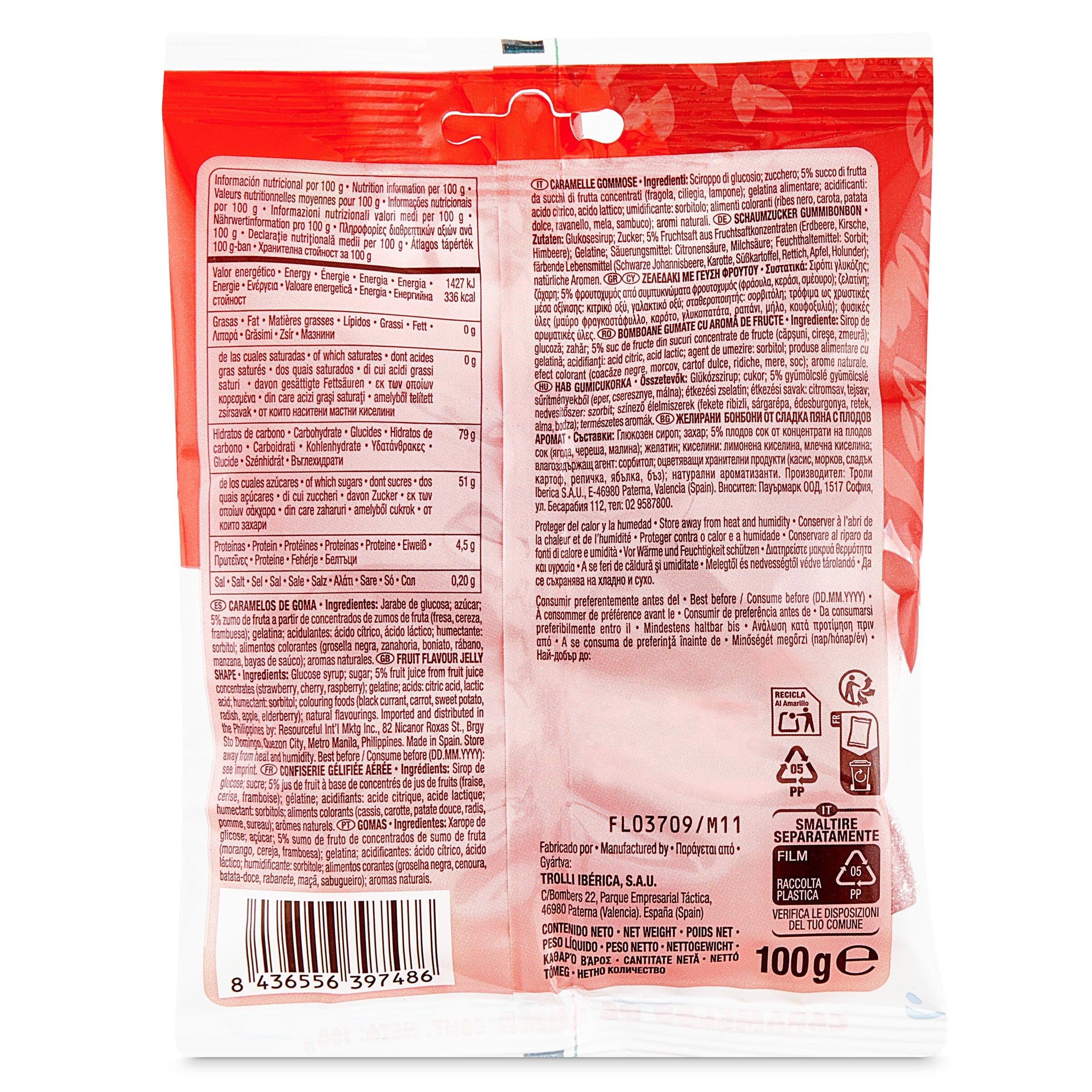 Golosinas mini aros de fresa y nata Trolli 100 g