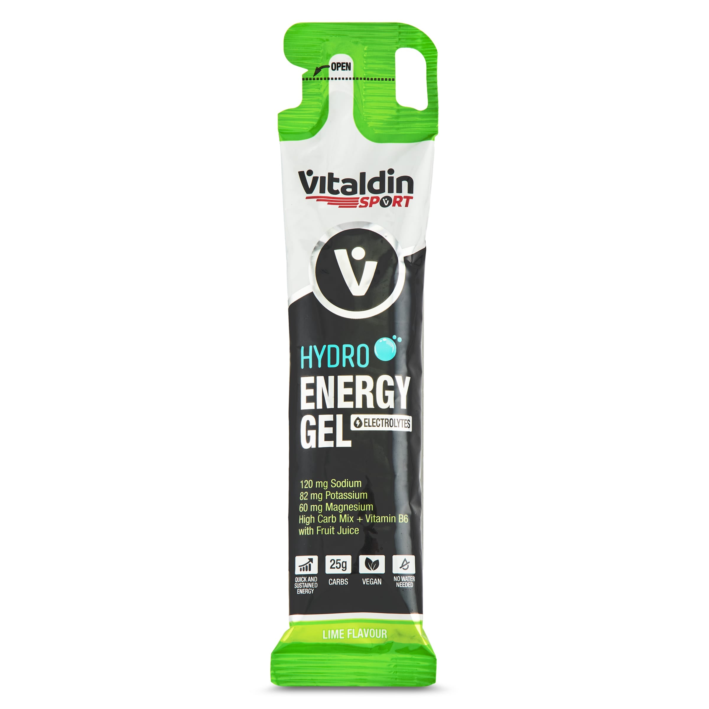 Gel energético con electrolitos sabor lima Vitaldin 3 x 55 ml