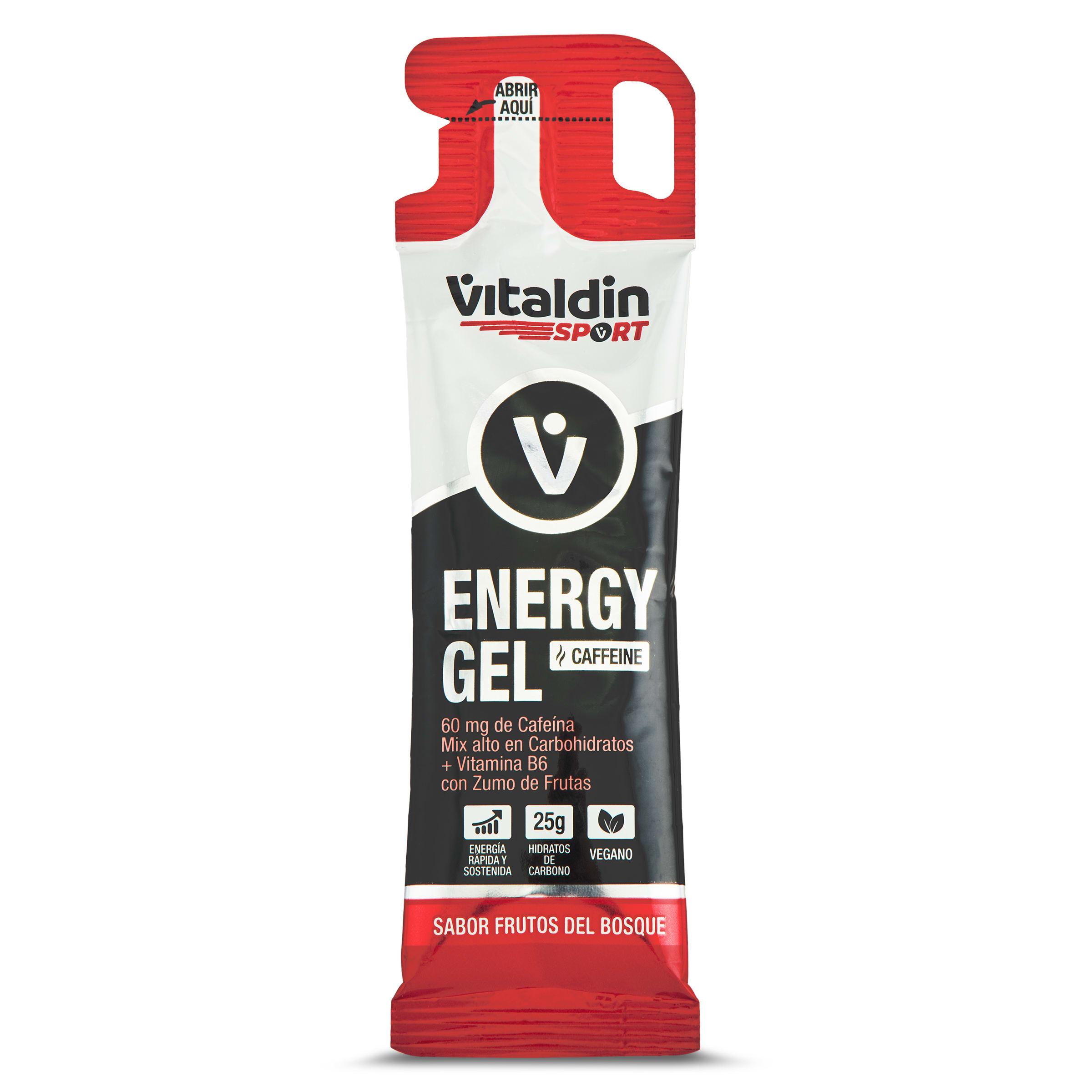 Gel energético cafeína sabor frutos del bosque Vitaldin 3 x 40 g