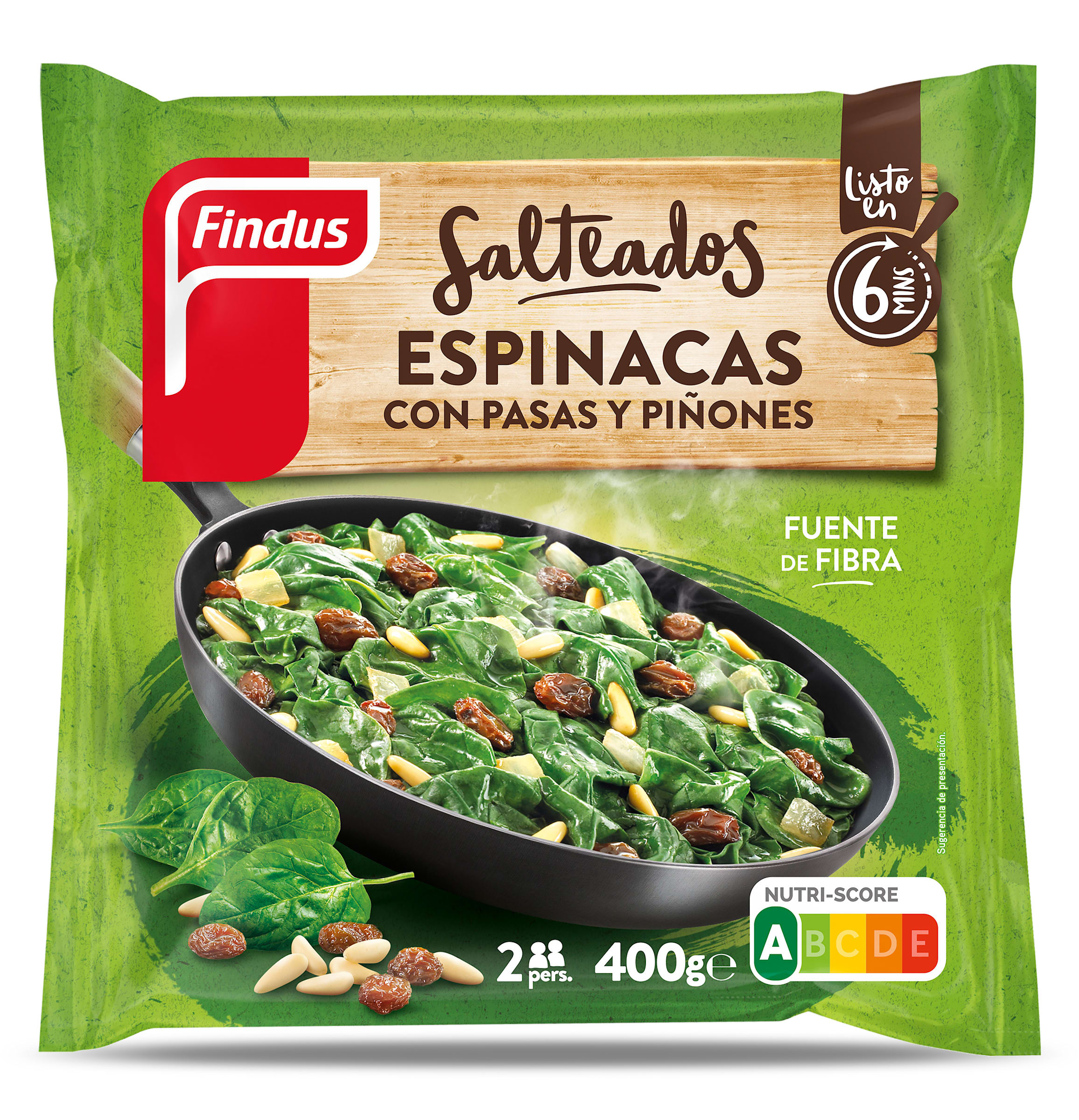 Imagen de Espinacas con pasas y piñones Findus bolsa 400 g