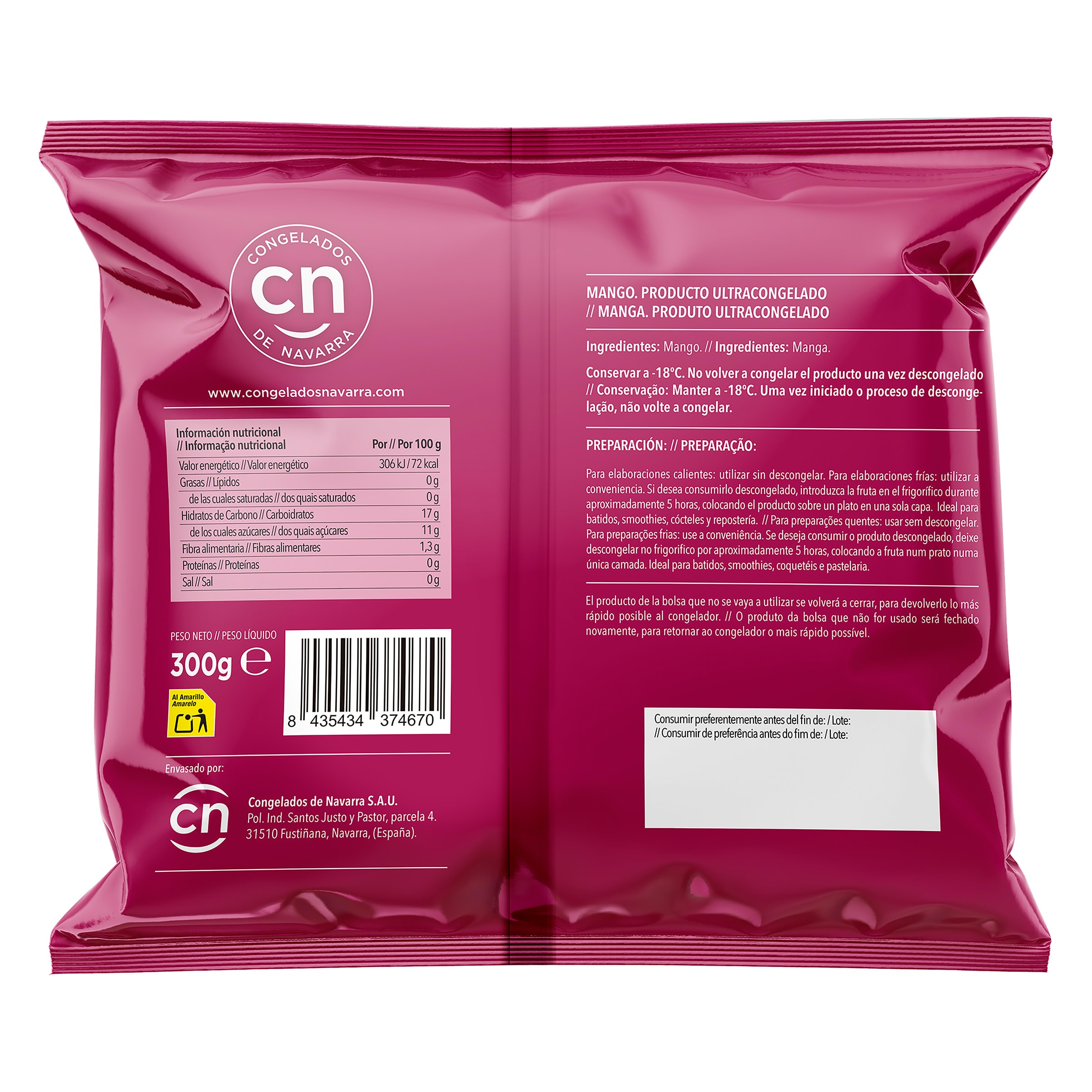Mango congelado Congelados de Navarra 300 g