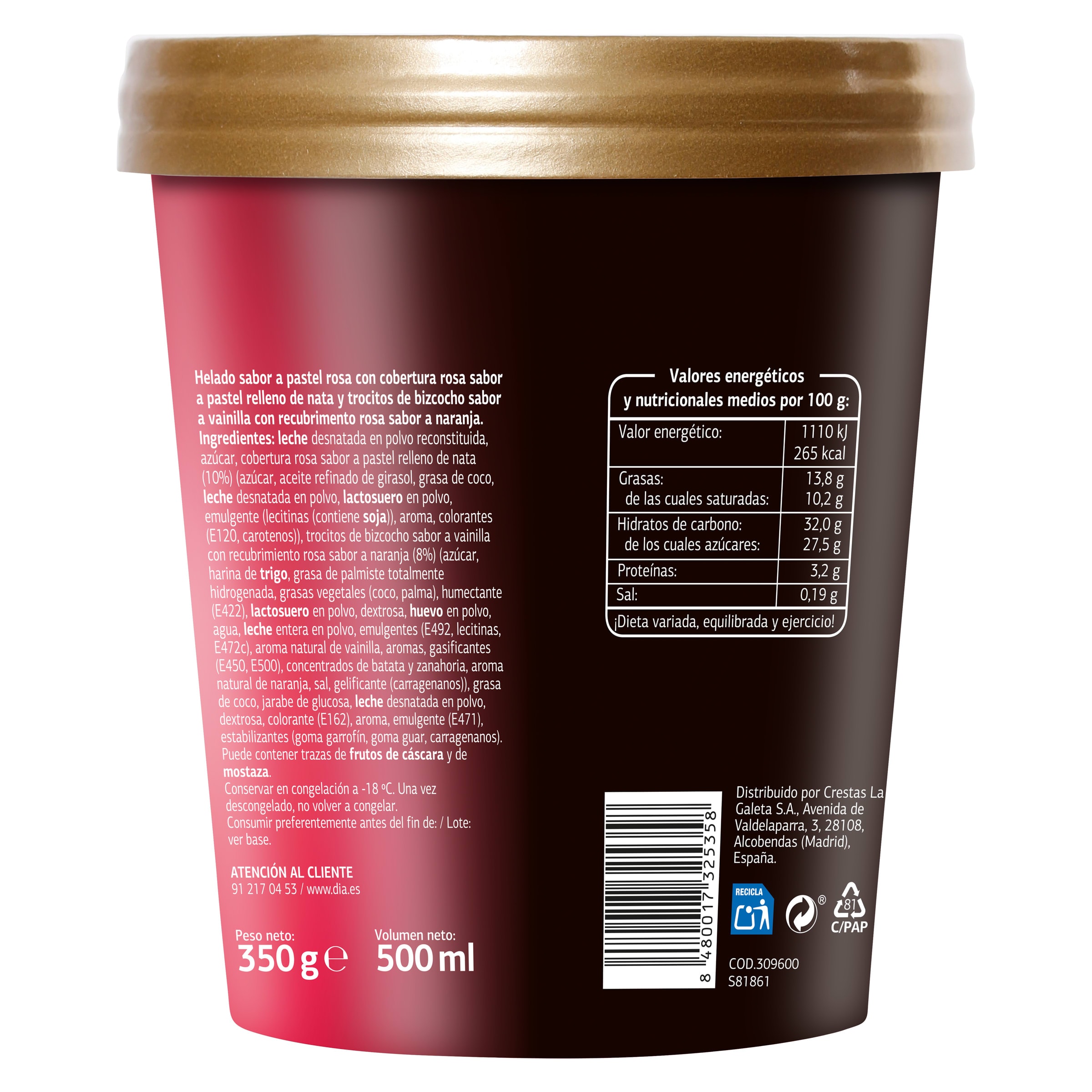 Tarrina de frosty pop - dough Dia Temptation 350 g