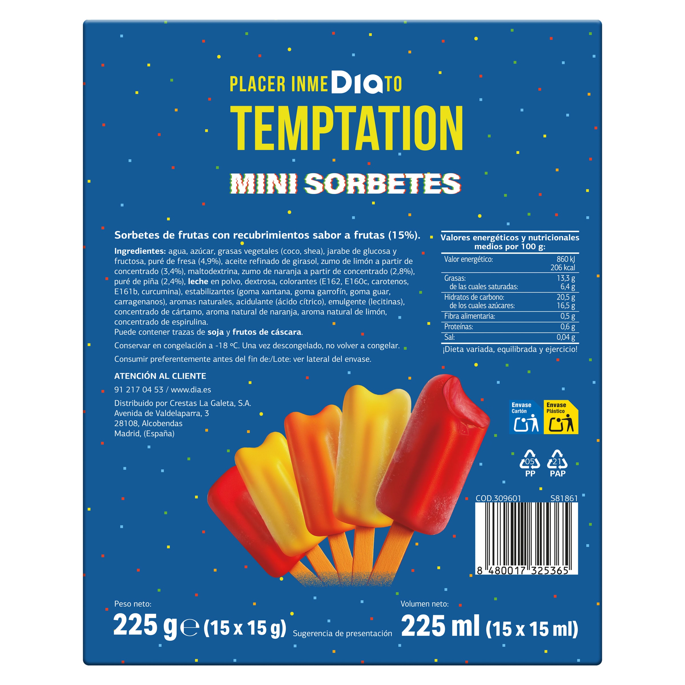 Mini sorbetes Dia Temptation 5 x 75 g
