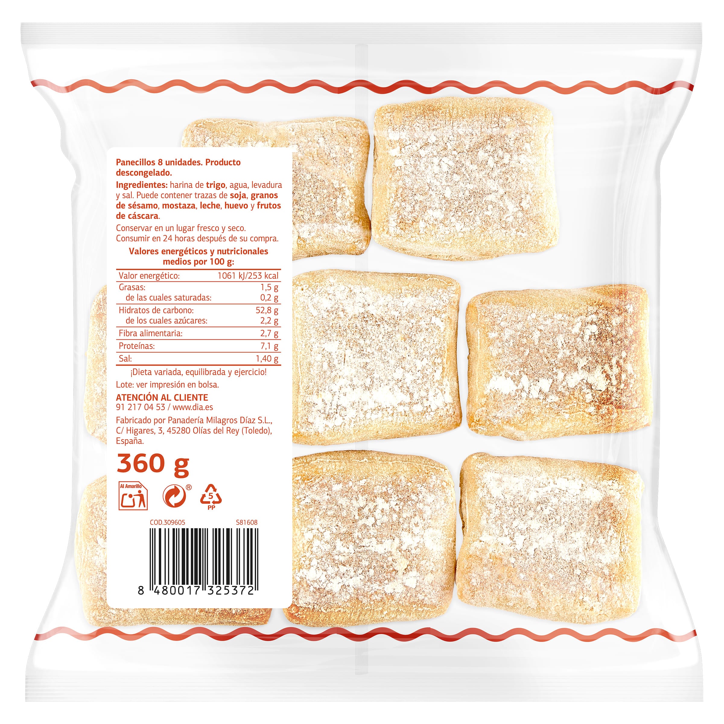 Panecillos 8 unidades El Molino de Dia 360 g