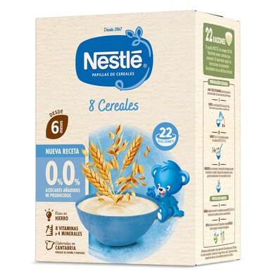 Papilla de 8 cereales doble 0% Nestlé caja 330 g-0 Papilla de 8 cereales doble 0% Nestlé caja 330 g-0