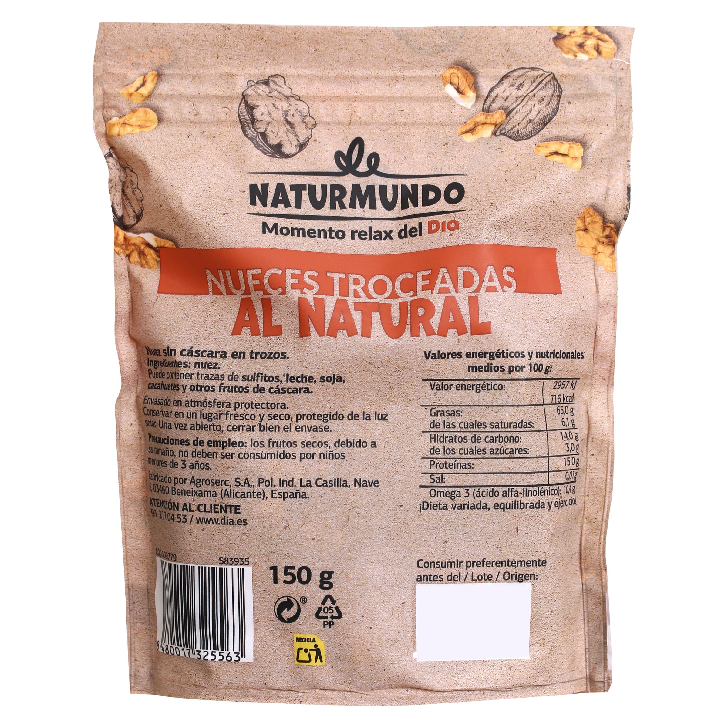 Nueces troceadas Dia Naturmundo 150 g
