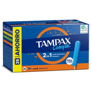 Tampón compak super plus Tampax caja 26 unidades-0