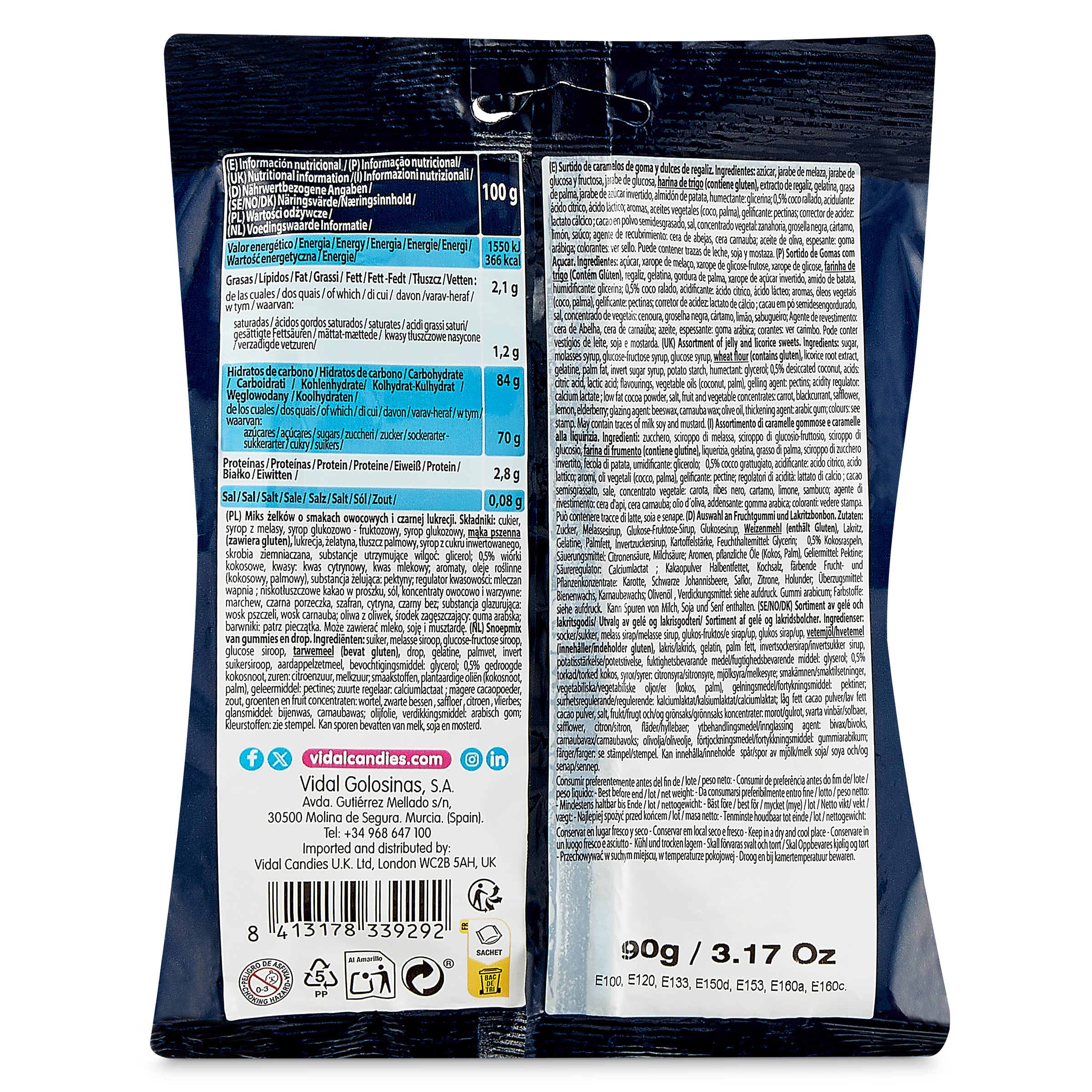 Golosinas surtidas licorice allsorts Vidal 90 g