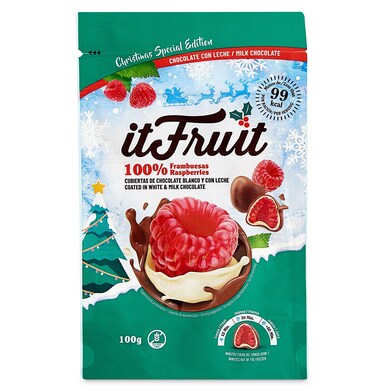 Frambuesas cubiertas con chocolate blanco y con leche Itfruit bolsa 100 g-0