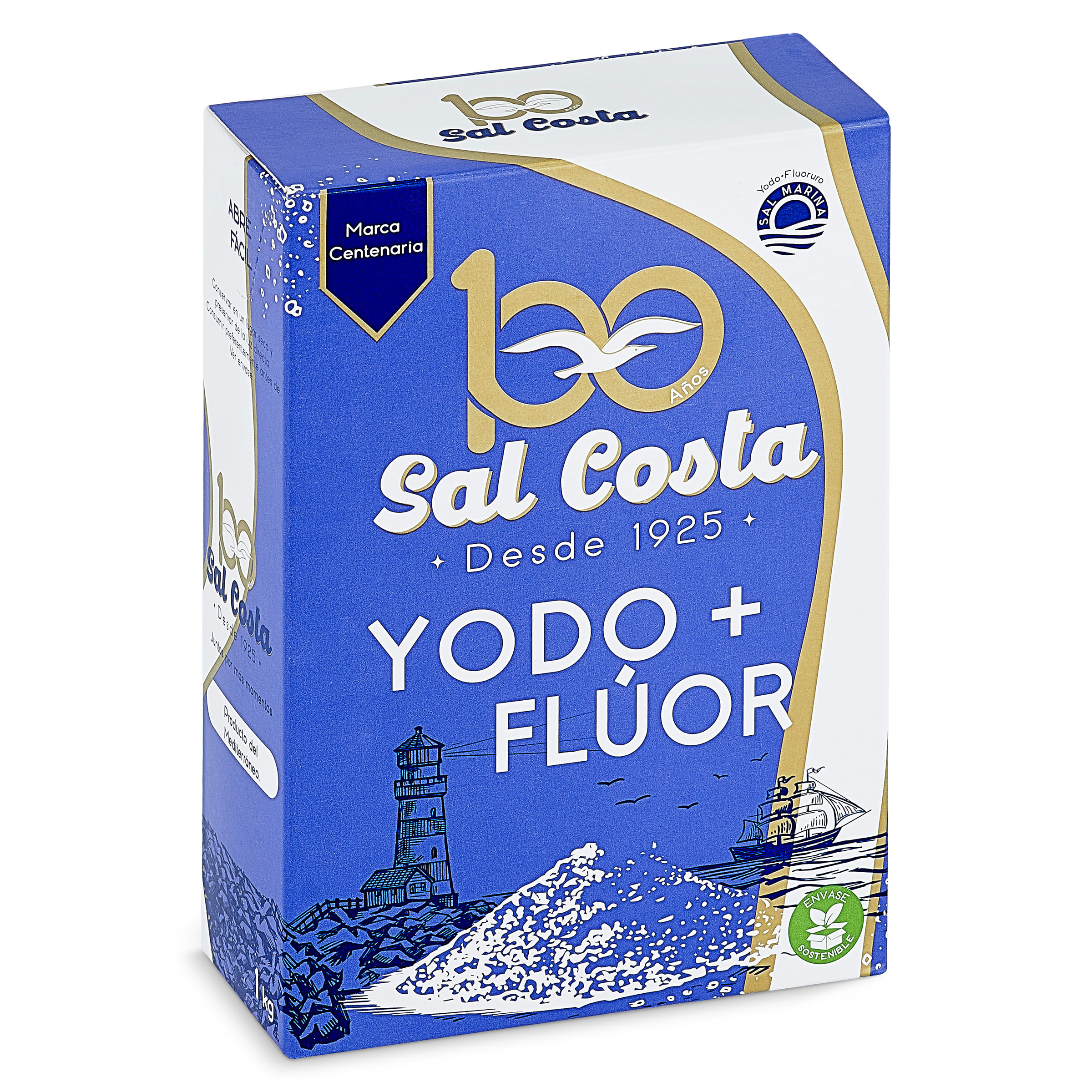 Sal marina con yodo más flúor Costa paquete 1 Kg