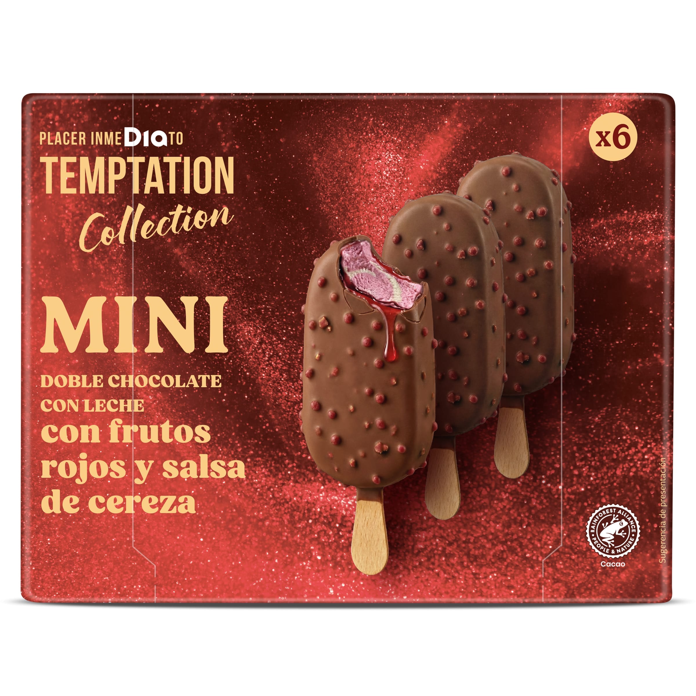 Helado mini bombón doble cherry Dia Temptation 6 x 41 g