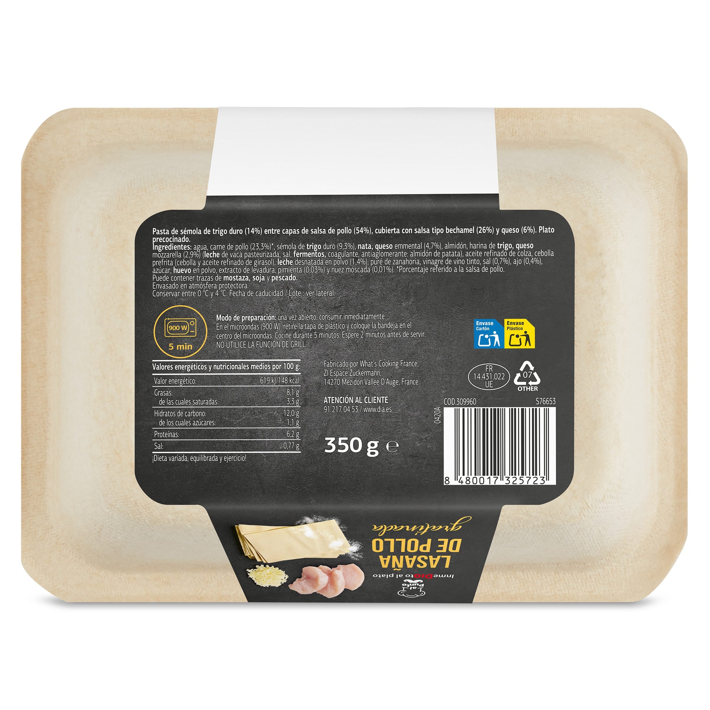 Lasaña de pollo Dia Al Punto 350 g