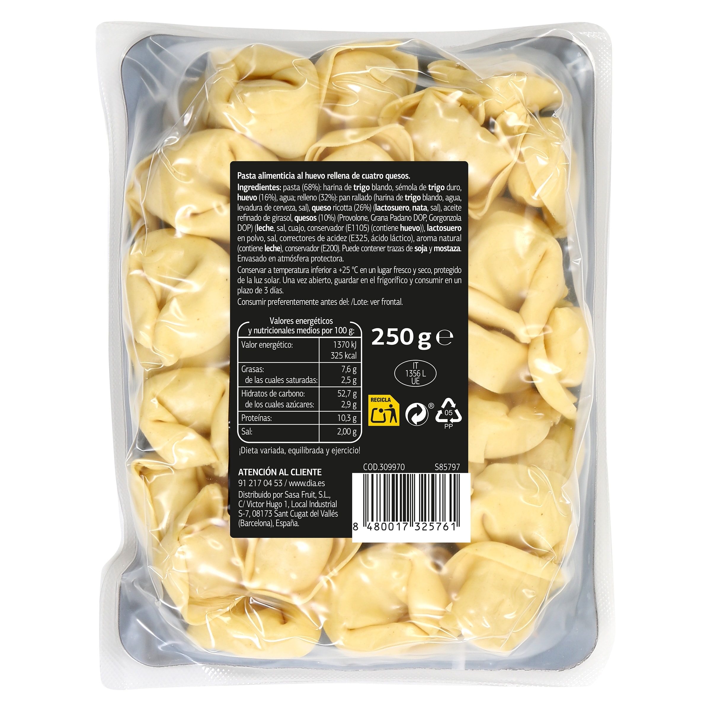 Tortelloni 4 quesos Dia Al Diante 250 g