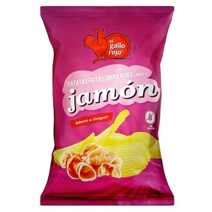 Patatas fritas onduladas sabor a jamón El Gallo Rojo 150 g